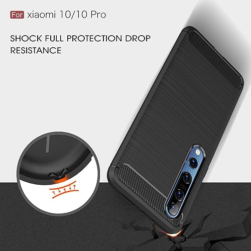 Miniatura 3 de Funda compatible con Xiaomi Mi 10, compatible con Xiaomi Mi 10 Pro, diseño de textura de fibra de carbono, funda de absorción de golpes antiarañazos