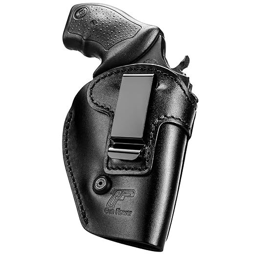 Handmade Full Grain Leather Holster, Fits Most J Frame Revolvers & Most .38 Special Revolvers Ruger LCR,S&W 442/642, Taurus, Charter, Microfiber Leather Backing for Comfort Inside Waistband Carry