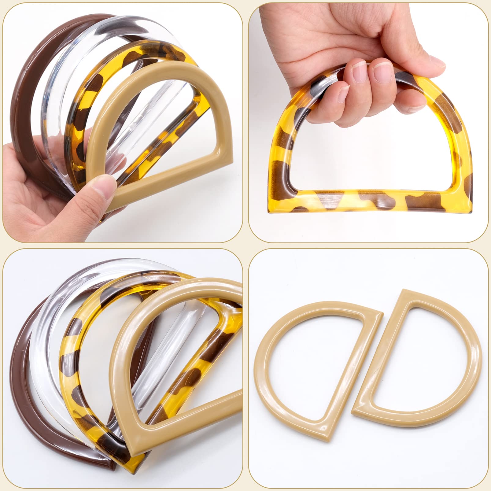 Gativs Manici per Borsa a Forma di D 8 Pezzi Manico per Borsa Manico per Borse a Forma di D Manico di Ricambio per Borsa Manici per Borse Manici Sostituzione per Borse