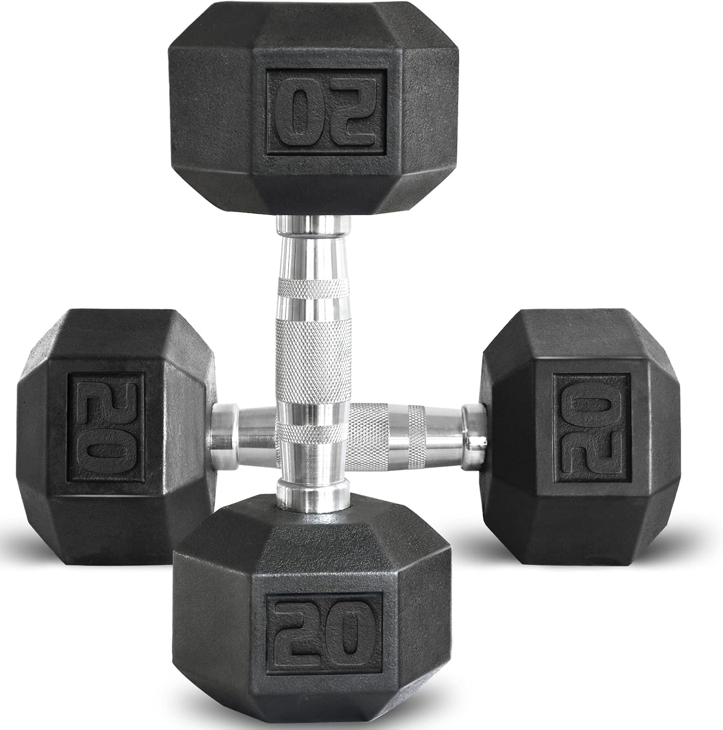 Balelinko Rubber Grip Encased Dumbbell Cast Iron Weight with Anti-Slip Handle - 3-100LBS for Exercises - Strength Training Equipment - Home Gym Accessories - Full Body Workout - Muscle Building e. 20 LB Pair (2 x 20 lb)