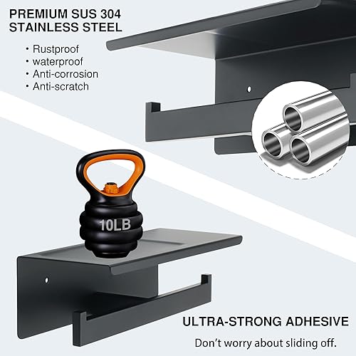 Miniatura 6 de Alise Soporte doble de papel higiénico, soporte de papel higiénico de baño con estante, dispensador de almacenamiento de rollos de papel higiénico