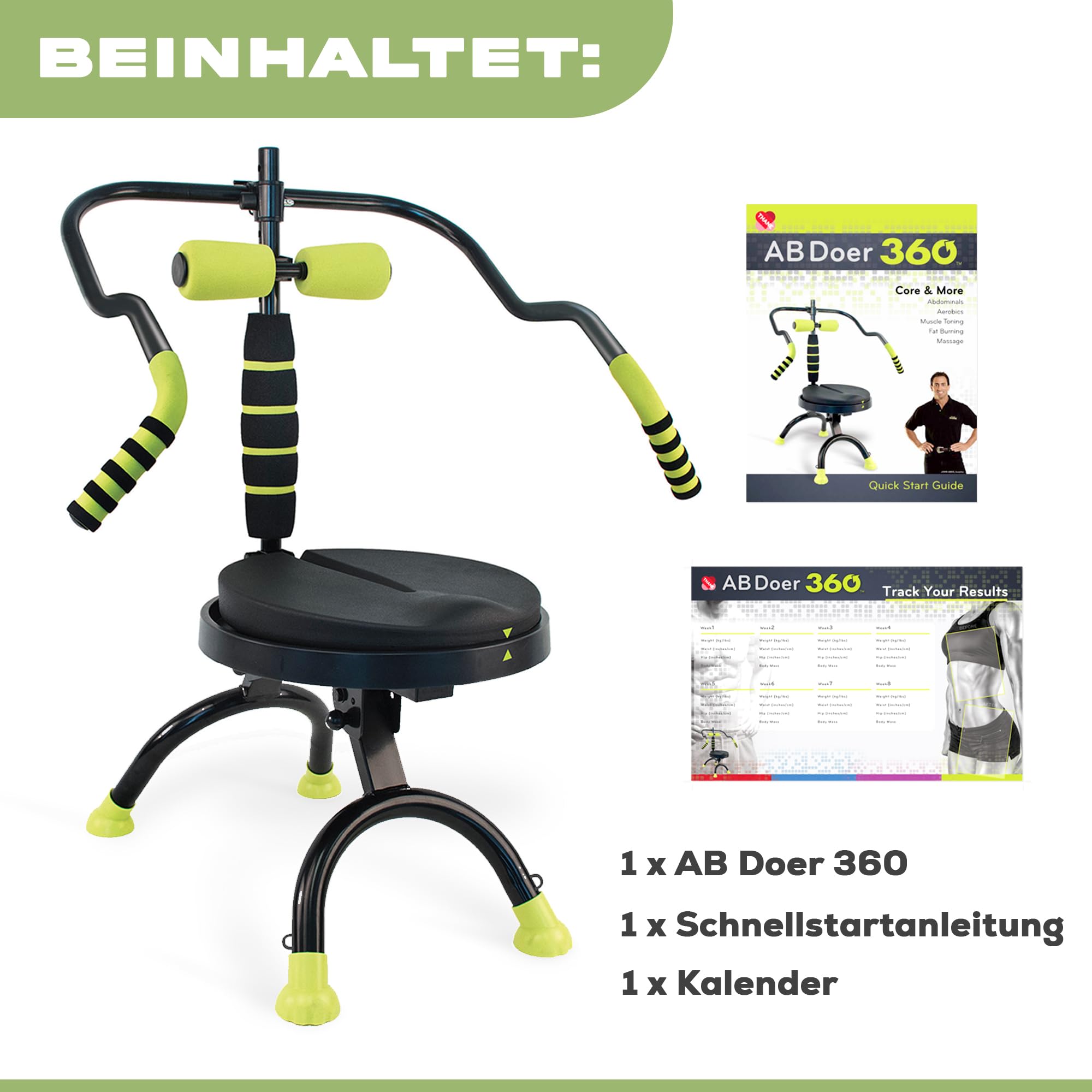 AB Doer 360 – Das Bauchmuskel-Trainingsgerät für totale Kernübungen, Fettverbrennung, Straffung und Fitness zu Hause