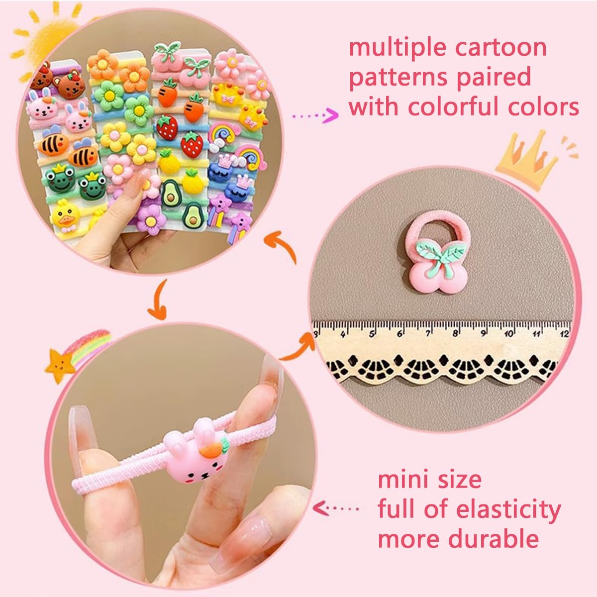 Petunny 100Pcs Cotton Baby Hair Ties Soft Seamless Toddler Hair Ties Mini Elastic Cute Ponytail Holders for Kids(Random Style)