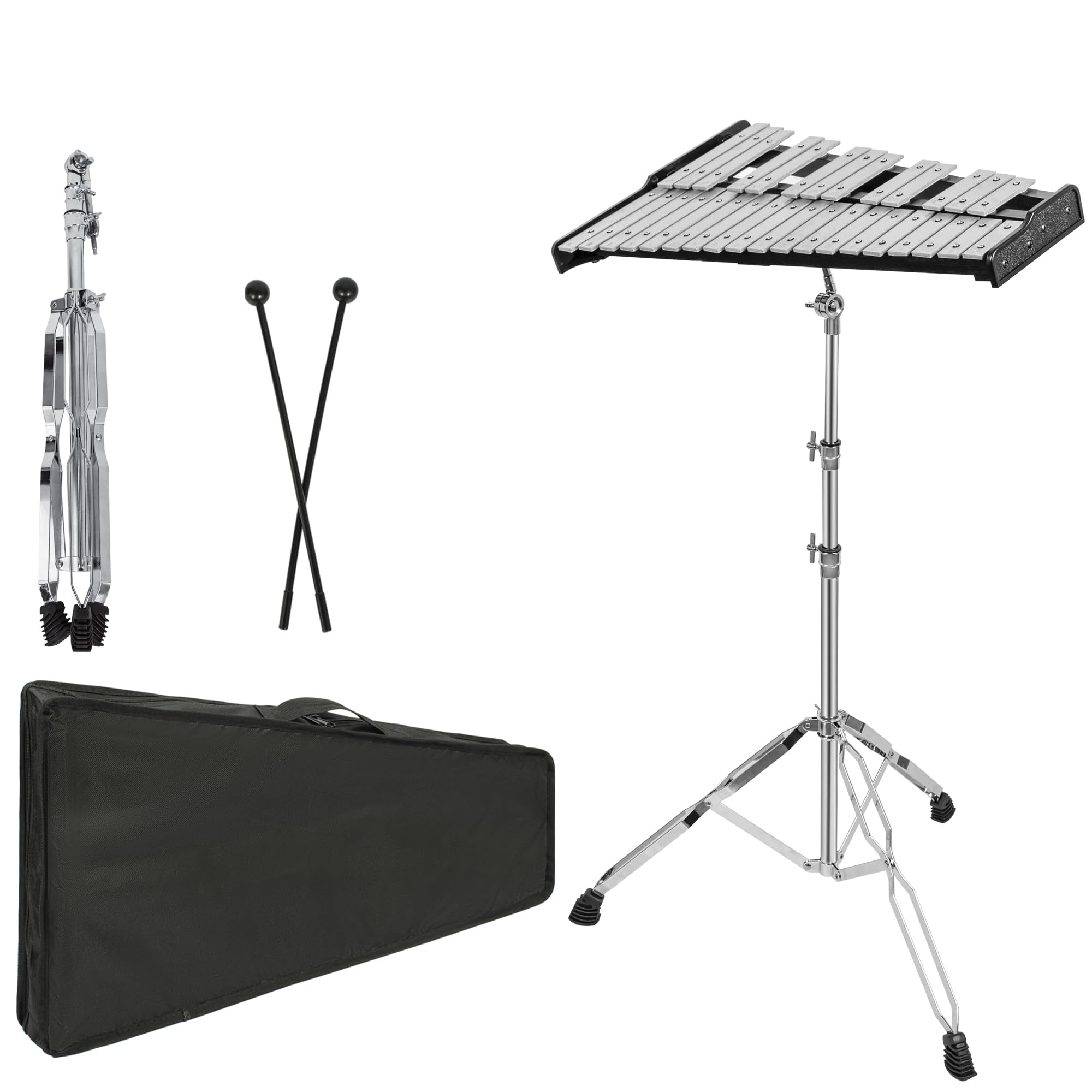 OUUTMEE xilofono 32 note Kit xilofono glockenspiel percussion con supporto regolabile in altezza, bacchette per batteria