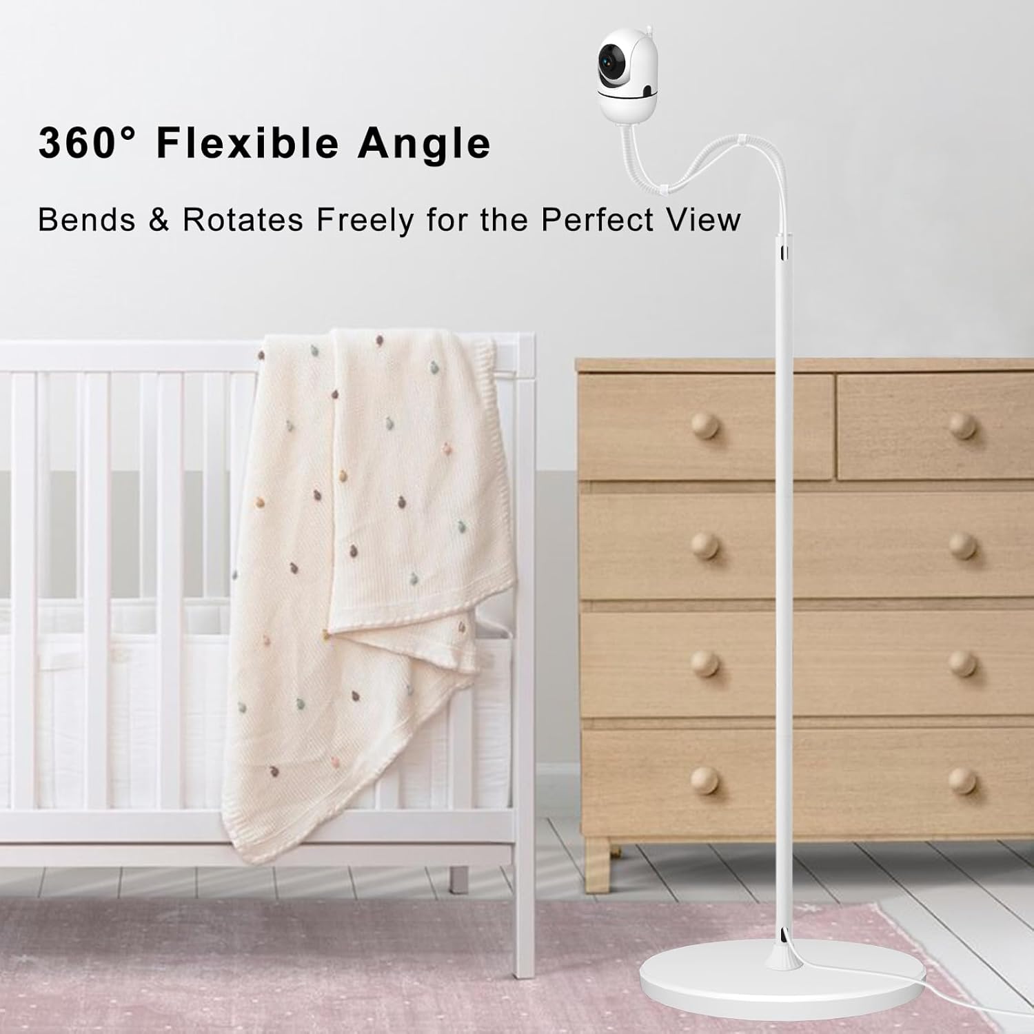 Baby Monitor Stand 69" Adjustable Height Baby Monitor Mount, Compatible with Owlet Cam Duo 2, Nanit Pro, Infant Optics DXR-8, HelloBaby, VTech, and Other Baby Cameras with 1/4" Thread Mount