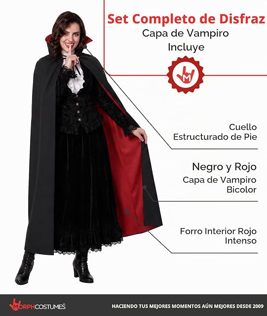 Foto 2 de 7 de Fun Shack Capa de Vampiro Mujer, Capa Negra Halloween Mujer