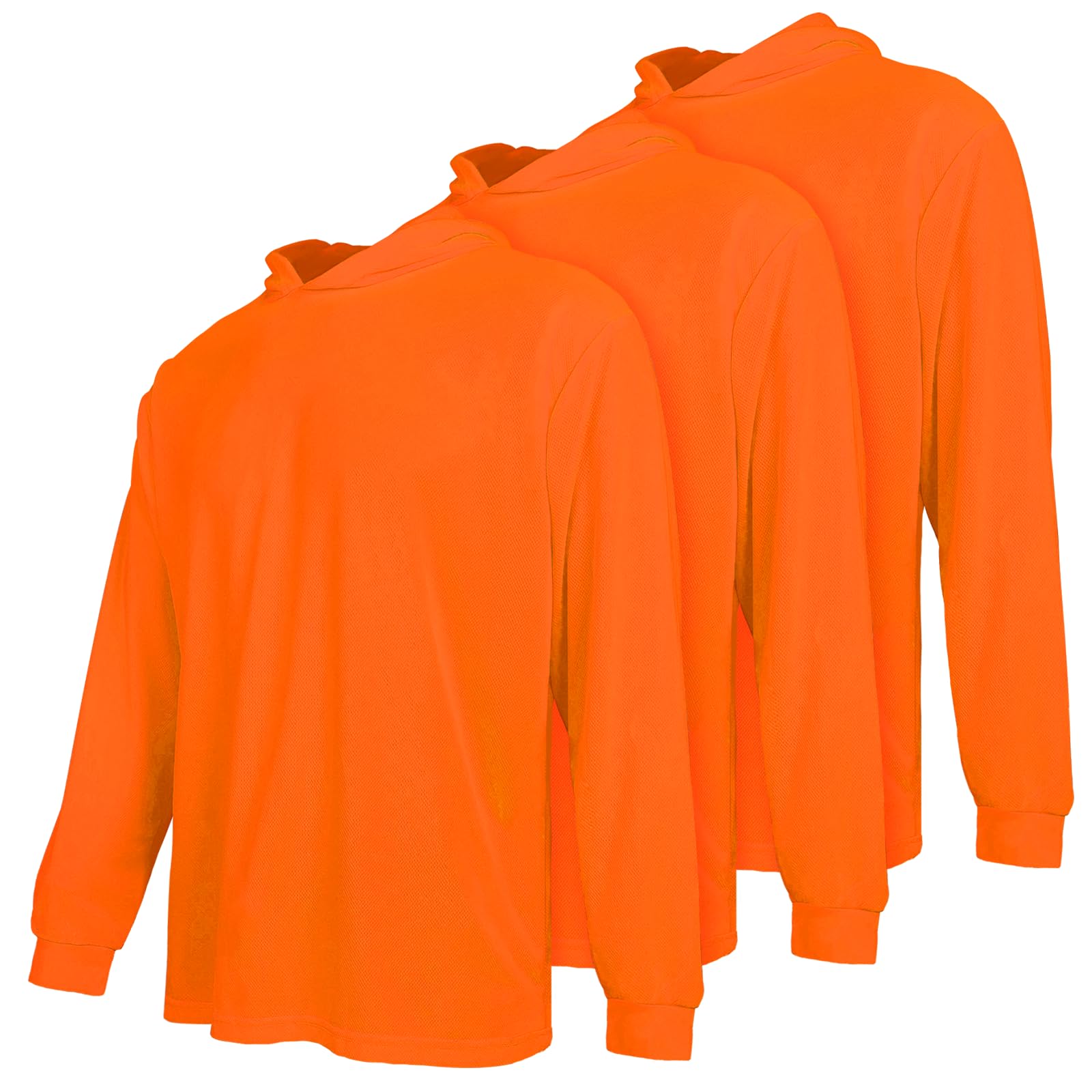 SUXIBIP Hi Vis Safety Hoodie, High Visibility Shirts for Men, Long Sleeve, Construction Work Shirts with Sun Protective Hood