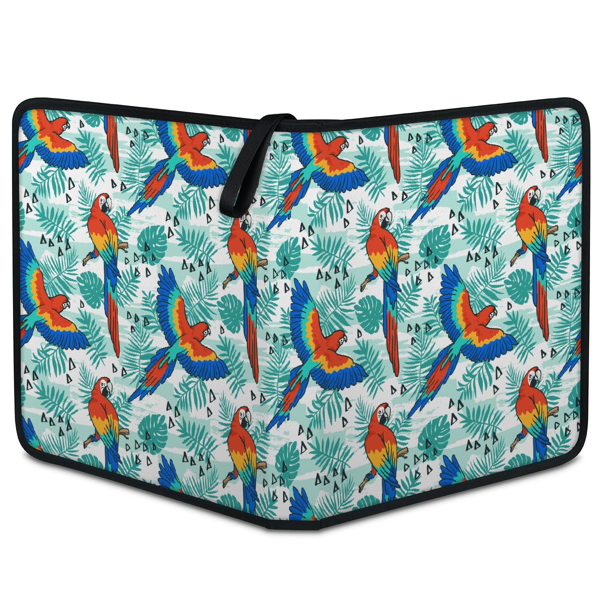 Carpeta para tarjetas de intercambio, 4 bolsillos, hojas de palmera tropicales, pájaros, loros, carpeta, carpeta, álbum de tarjetas con fundas extraíbles, impermeable, con cremallera, capacidad para