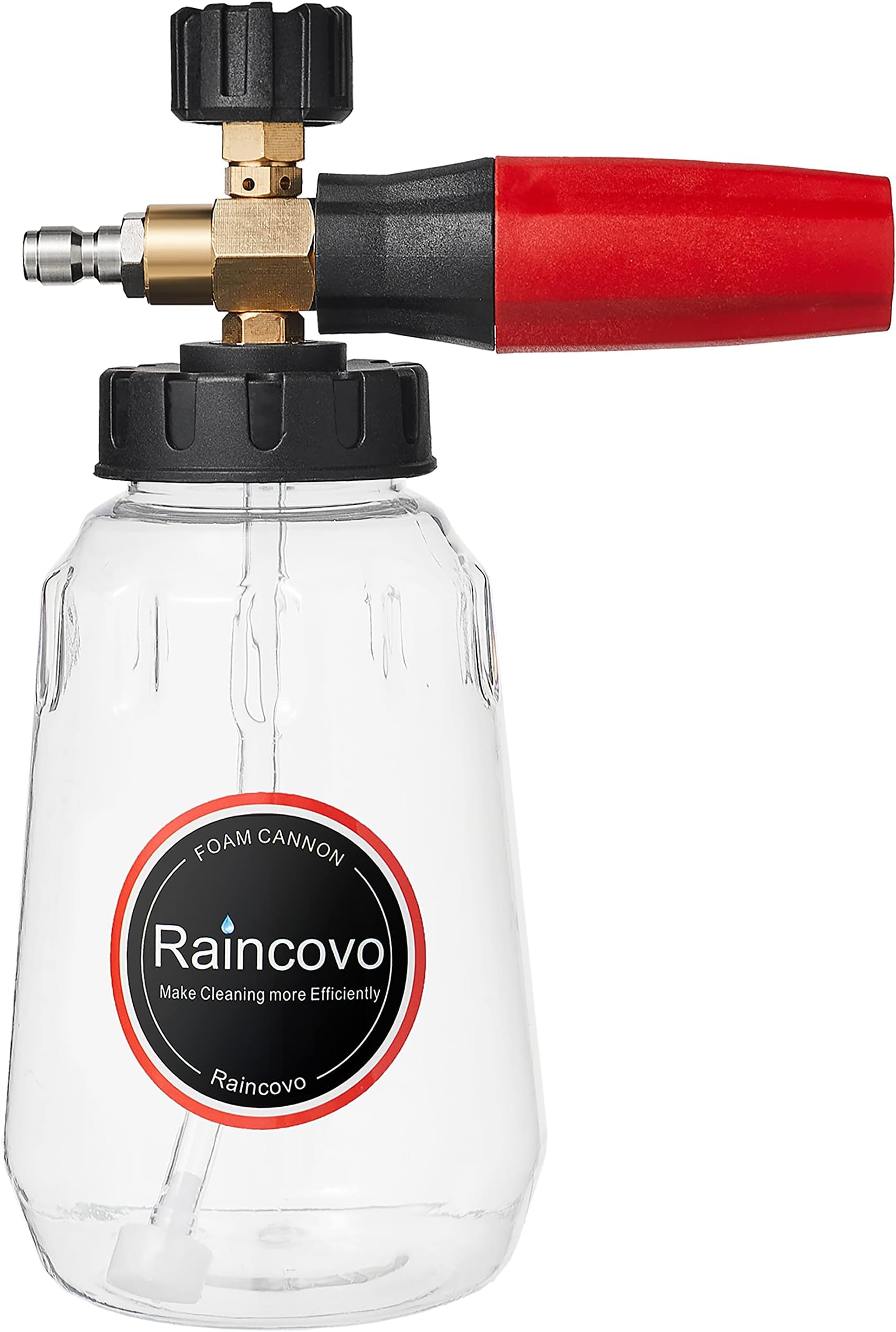 Foam Cannon for Pressure Washer, Transparent Bottle Heavy Duty, Soap Cannon Lance Adjustable, 1/4 Inch Quick Connect