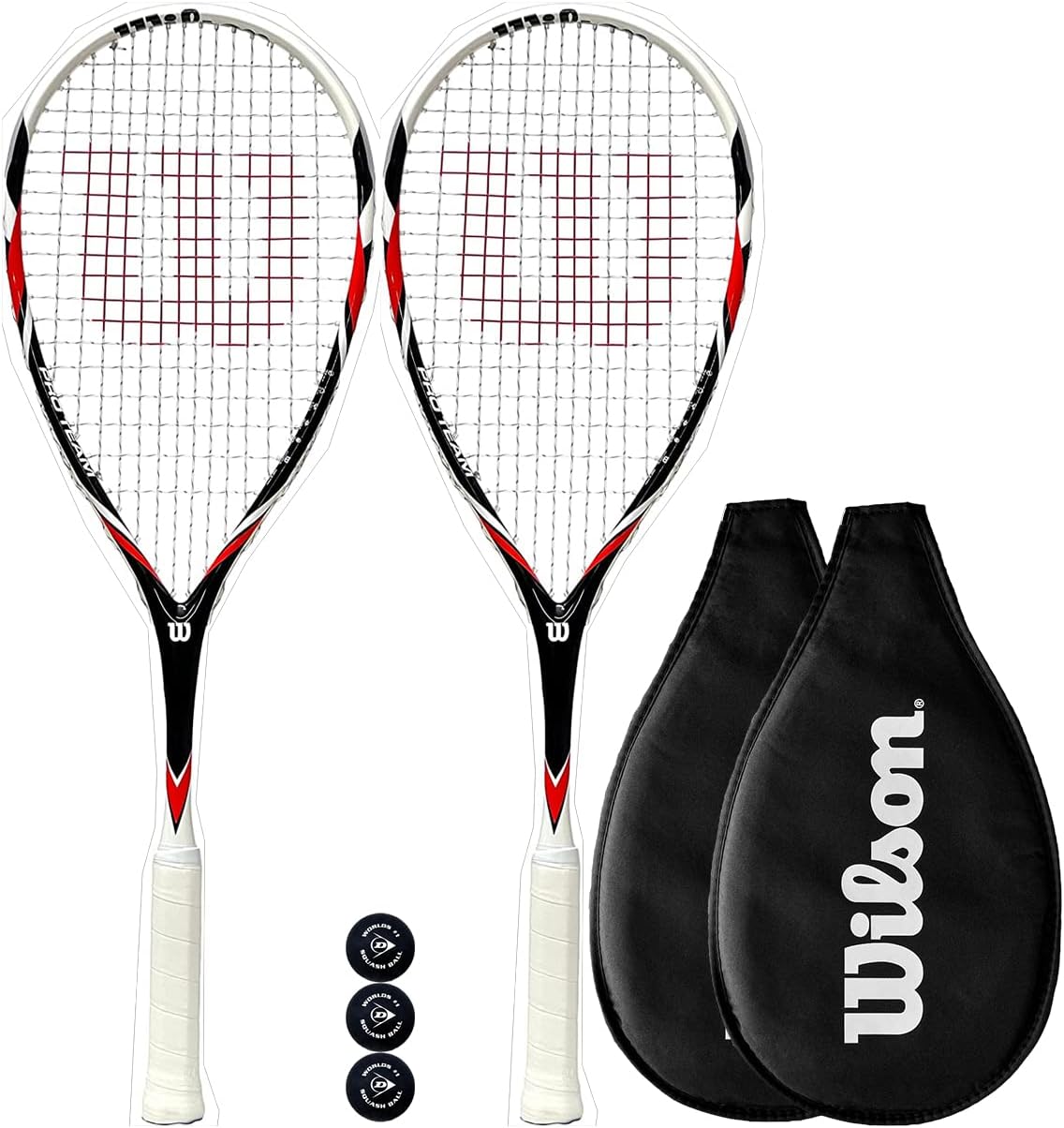 Wilson Pro Team Squash Racket (Various Options) (2 Rackets + Balls)