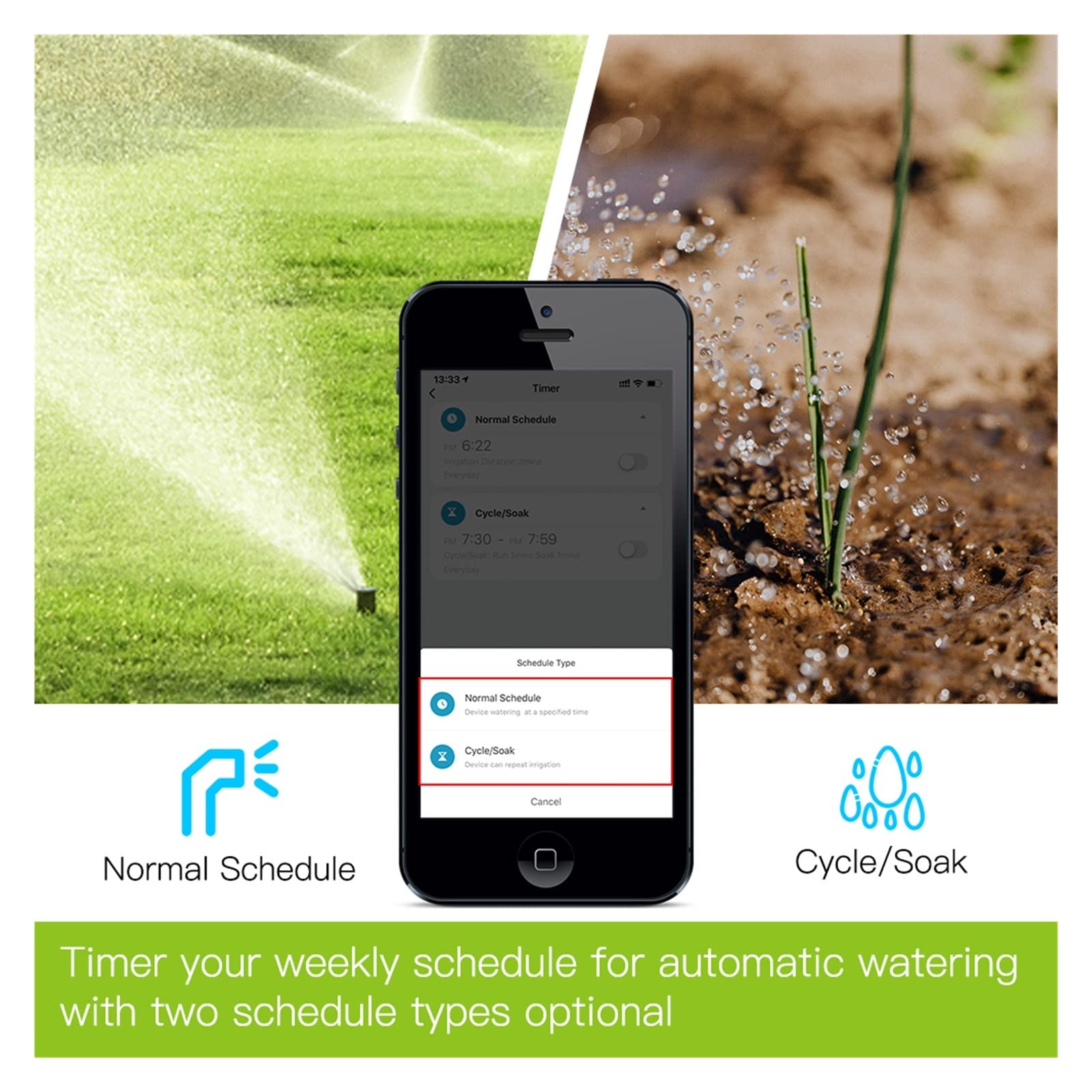 Valvola dell'acqua di controllo WIFI di spegniment di irrigazione con timer automatico Ritardo for pioggia Timer di irrigazione programmabile con irrigazione automatica e manuale Prevenire perdite di