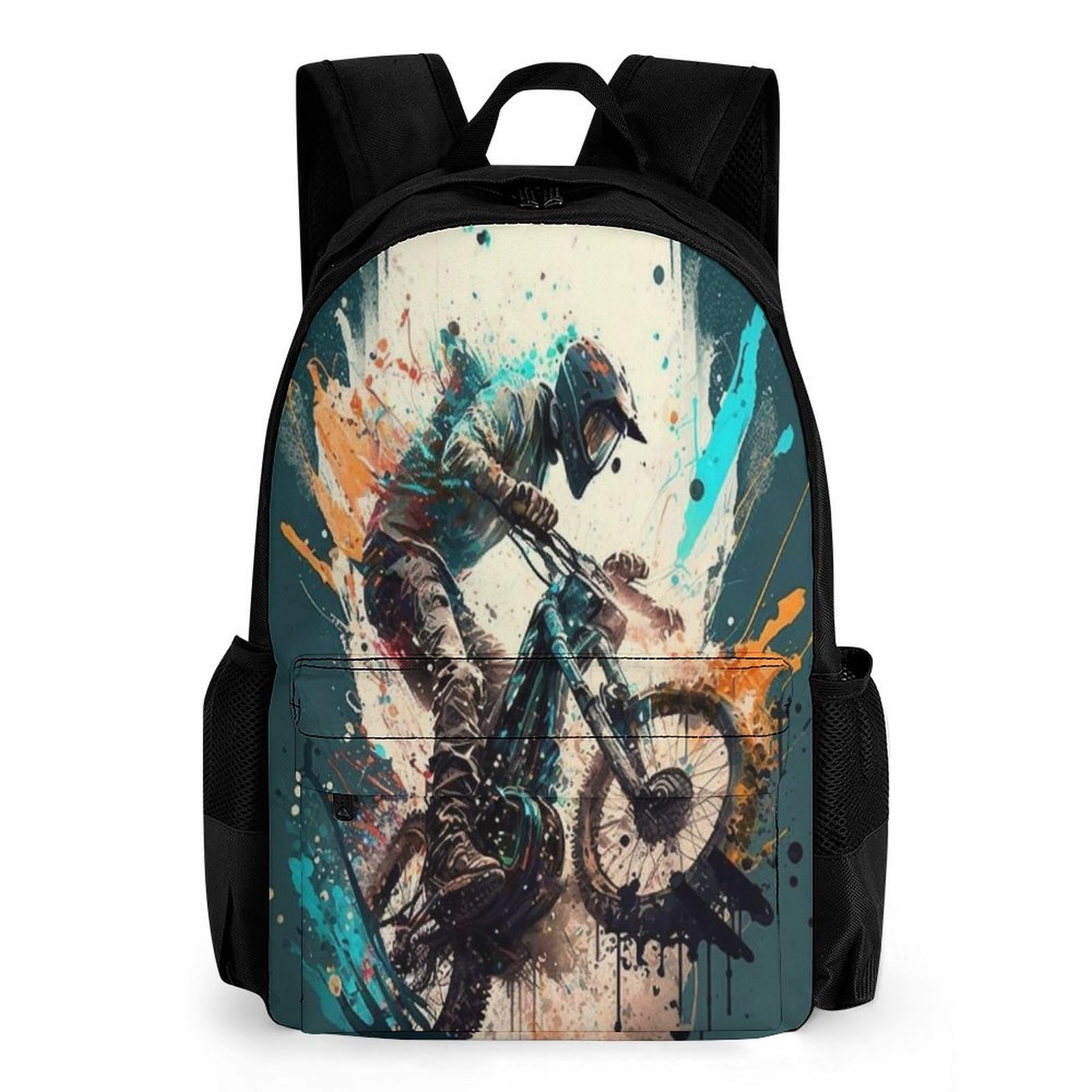 Tnfhsoft Unisex Kids Motocross Bike-1 Motocross Bike Bookbags 3D Printed School Backpacks Boys Girls Personalized Rucksack School Bag Primary Student Kids Bookbag 42X30.5cm