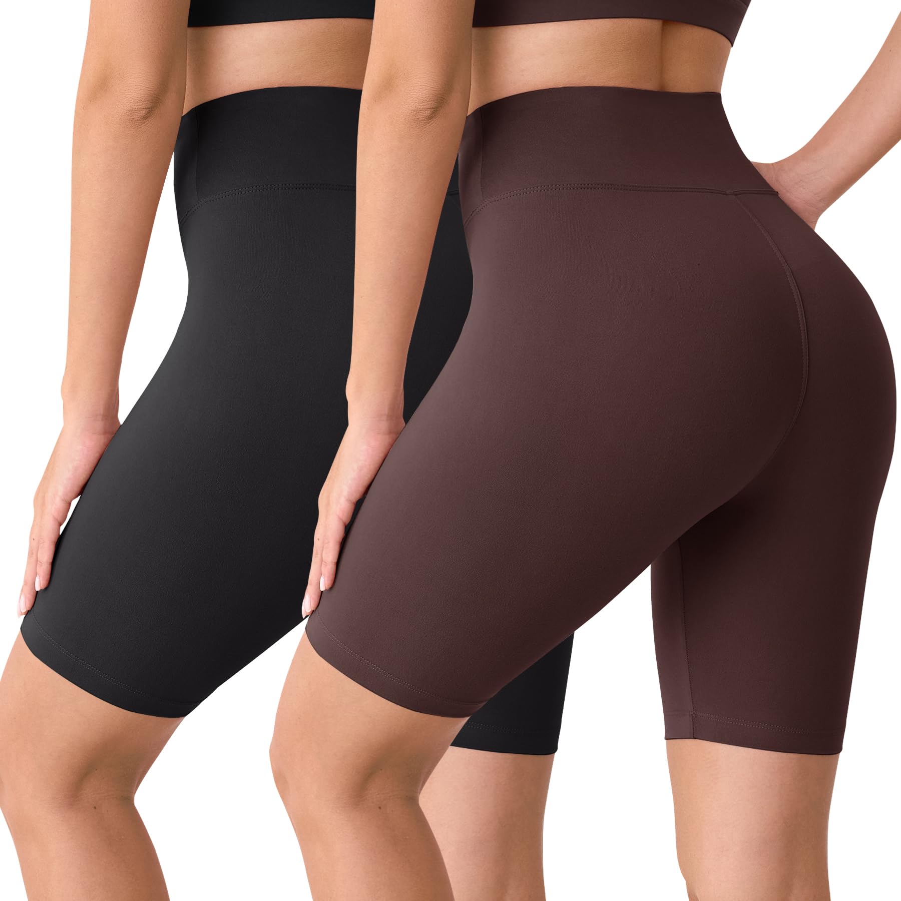 BAYDI Creamlush Radlerhose Damen - 20 cm Bequeme Kurze Sporthose mit Hoher Taille für Yoga Pilates Freizeit Alltag
