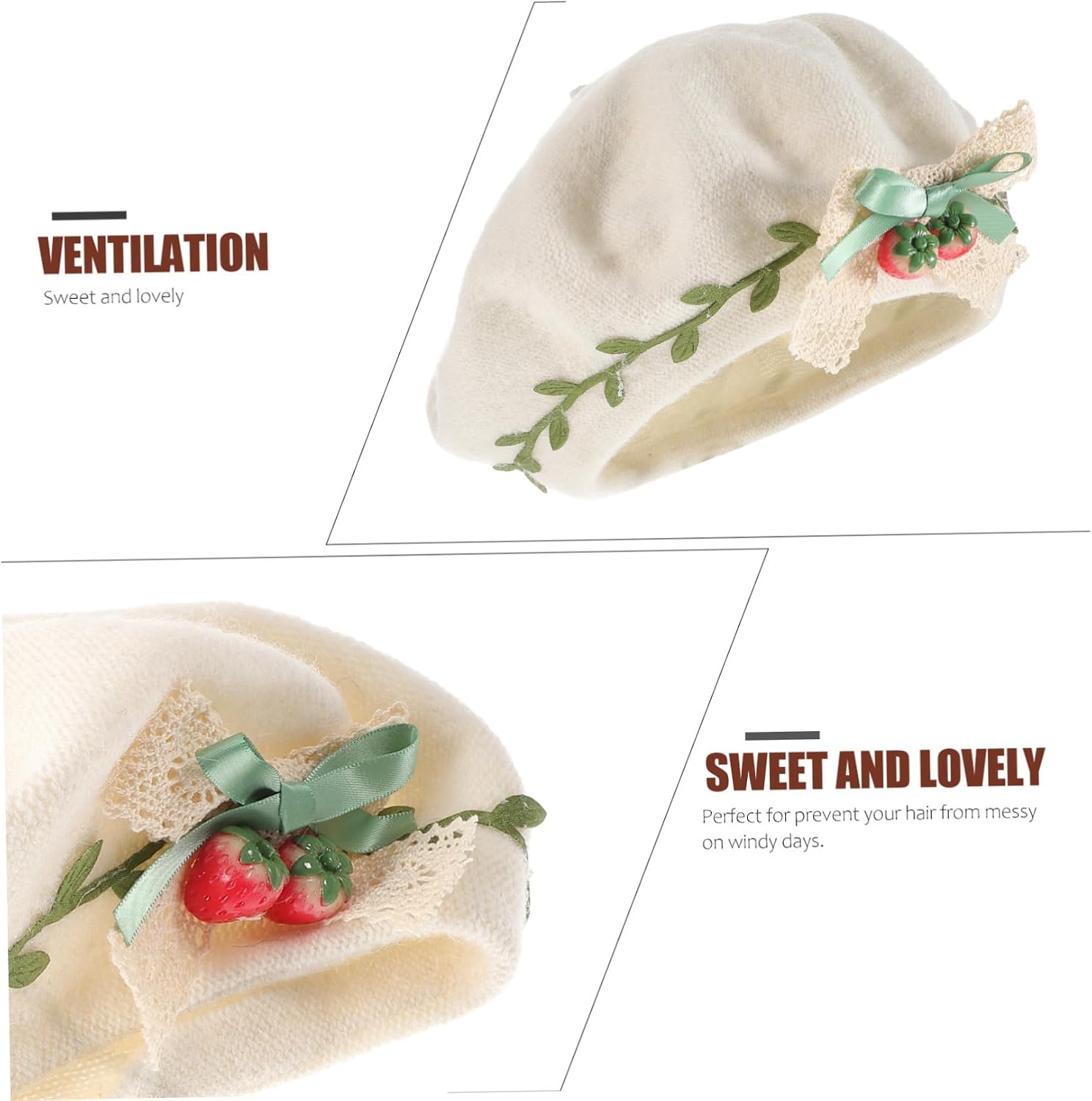 TOYANDONA Sweet Wool Strawberry Beret Hat for Women Soft Warm Decorative Woolen Cap Stylish Aesthetic French Beret Comfortable Skin-Friendly Fashion Accessory