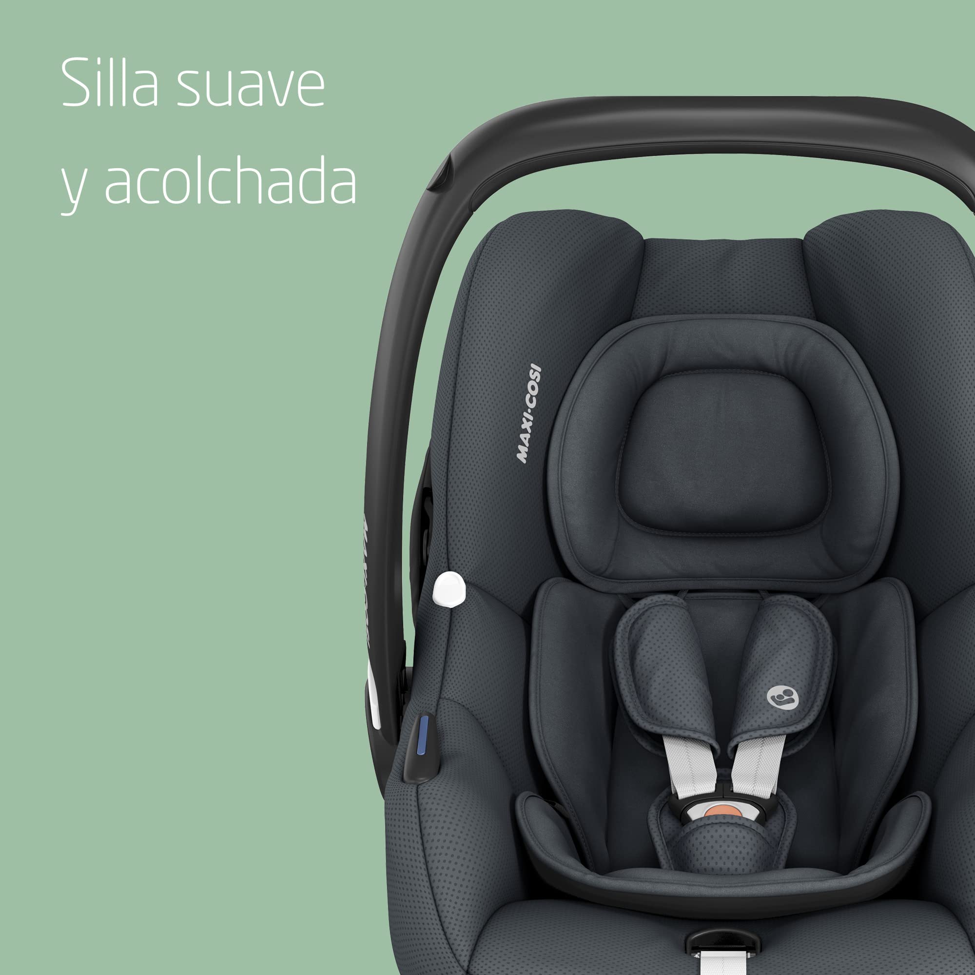 Maxi-Cosi CabrioFix i-Size, Silla Coche Bebé, 0-12m, máx.12 kg, Silla para Recién Nacido Ligera (3,2kg), Capota Grande, Asiento Acolchado, se Adapta de Cochecitos Maxi-Cosi, Essential Graphite