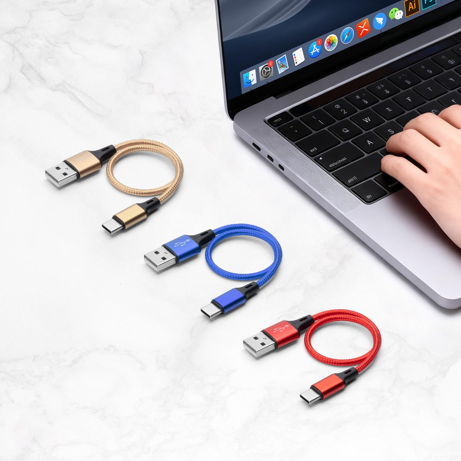 USB C Cable 3A Fast Charging [0.8 FT, 3Pack] Short USB A to USB C Cable Fast Charging Data Synchronization USB Type C Cable