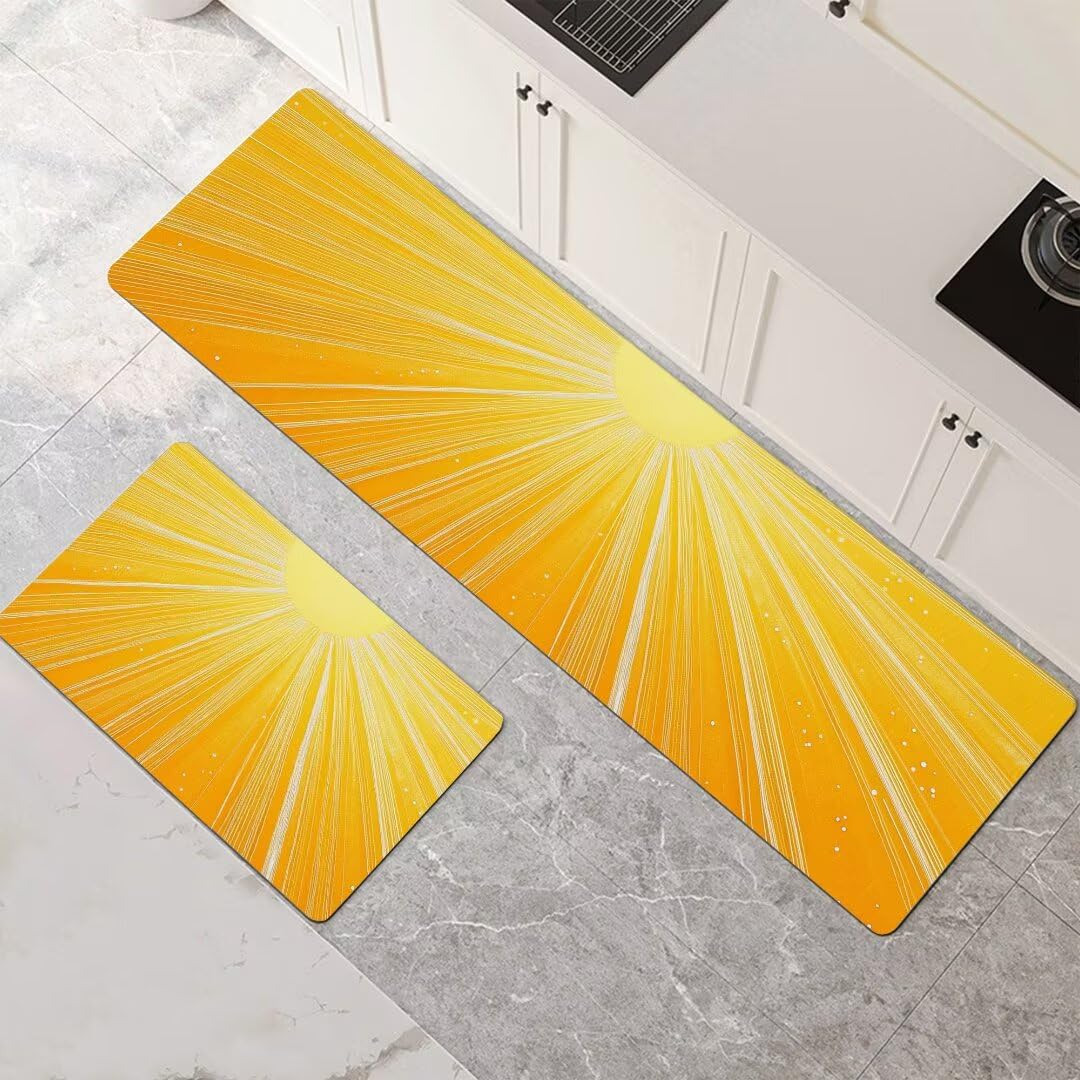 Alfombras de cocina de 2 piezas lavables amarillas de 30x50cm y 30x90cm modelo 1-691