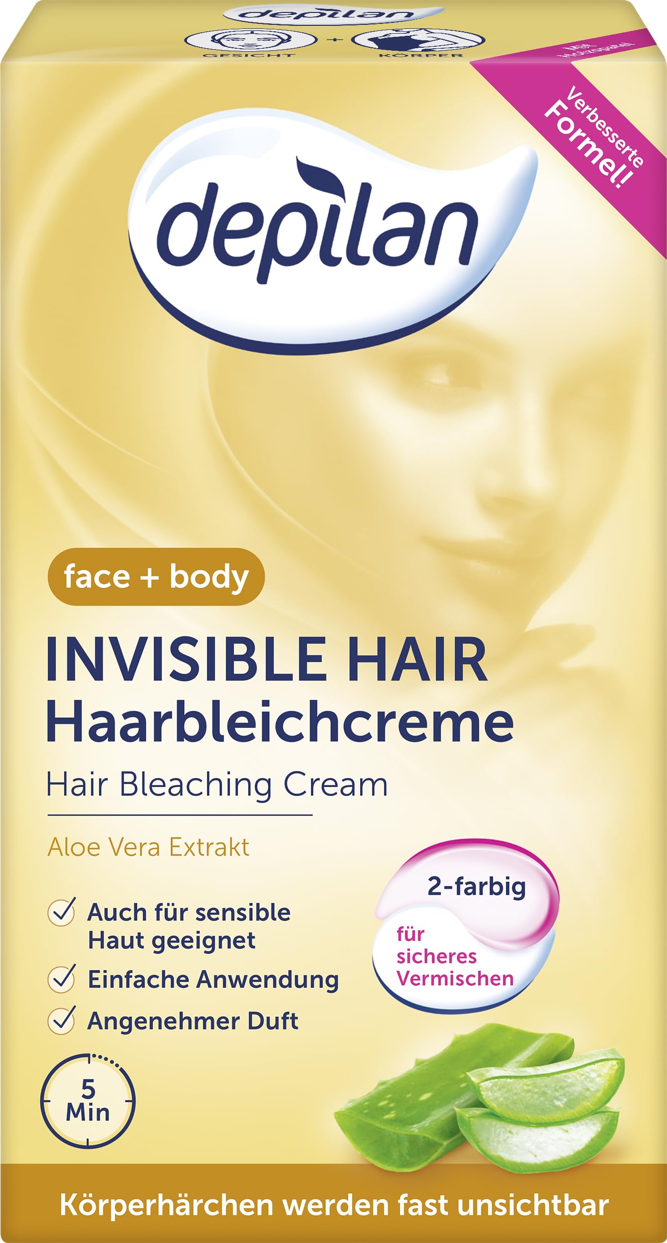 Krem wybielający do twarzy Bleaching Depilan invisilbe Hair krem wybielający (1 opakowanie po 2 x 50 ml)