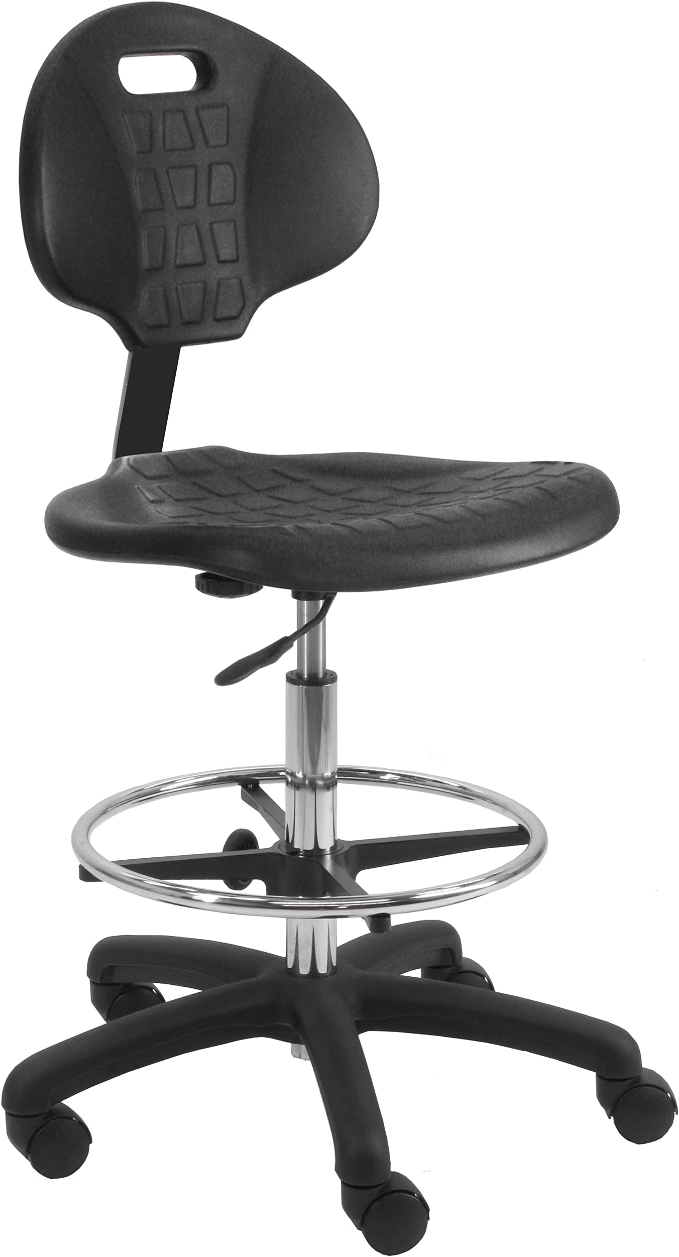 BenchPro Deluxe Polyurethane Chair With 18” Adjustable Footring and Heavy Nylon Base , 21"-31" Height Adjustment, 450 lbs Capacity