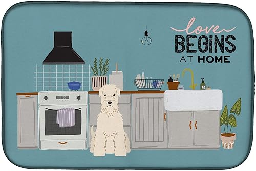 Miniatura 90 de Caroline's Treasures CK7824DDM - Tapete absorbente para secado de platos con diseño de bulldog inglés, rojo y blanco, para encimera de cocina, 14 x