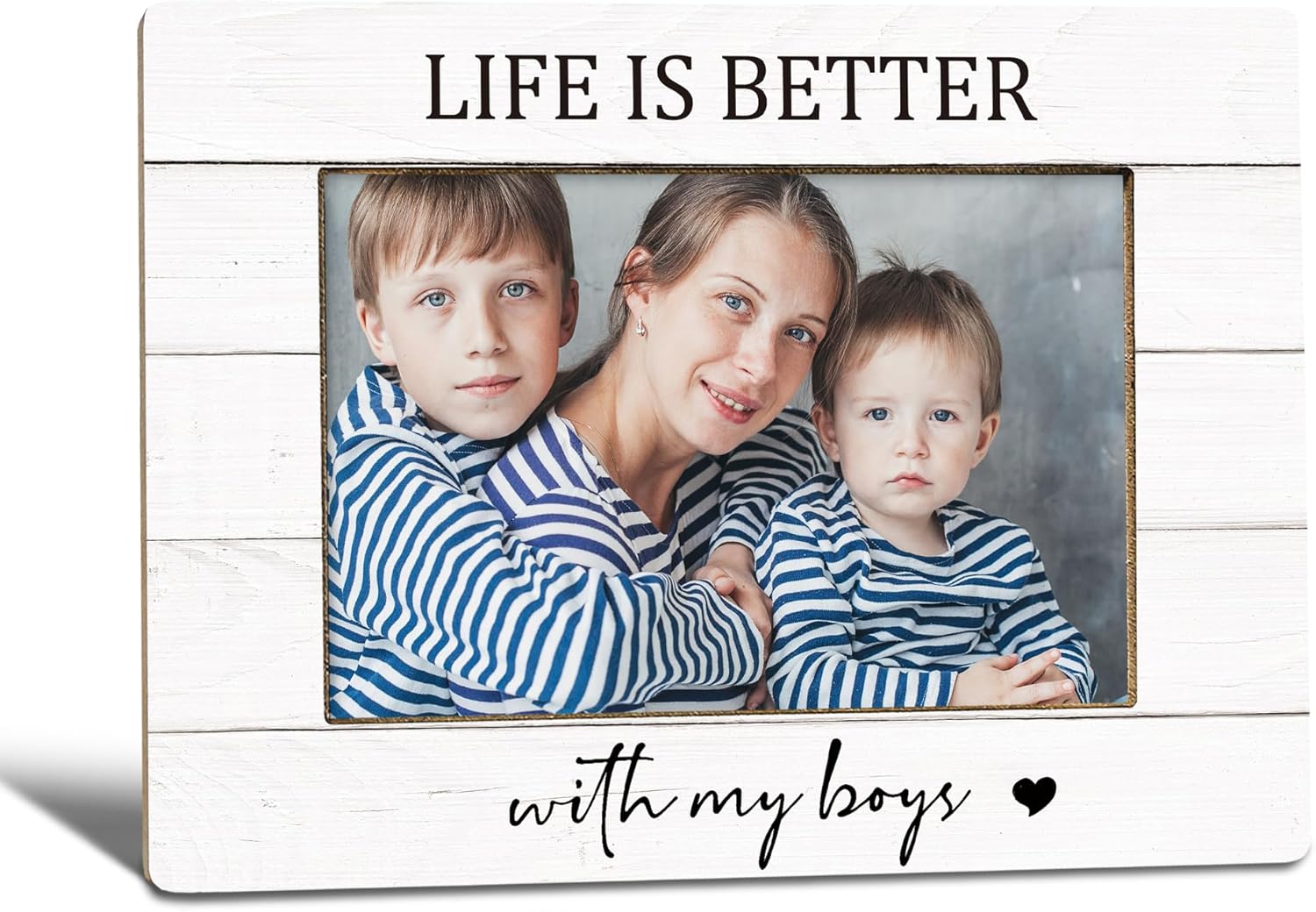 Life Is Better with My Boys Picture Frame, Mother’s Day Gifts for Mom from Son, Boy Mom Gifts, MomofBoys Photo Frame 4x6Momand Son Gift Wooden Photo Picture Frames for Desk Tabletop Decor