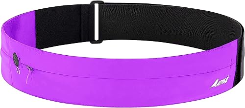 Athlé - Cinturón para correr para ejercicio y viajes, dos bolsillos elásticos para la mayoría de teléfonos, billetera, tarjetas y más, clip para