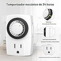 Vista 2 de BN-LINK BND-60/U47 Mini temporizador mecánico de salida de 24 horas para interiores, 3 puntas, paquete de 2