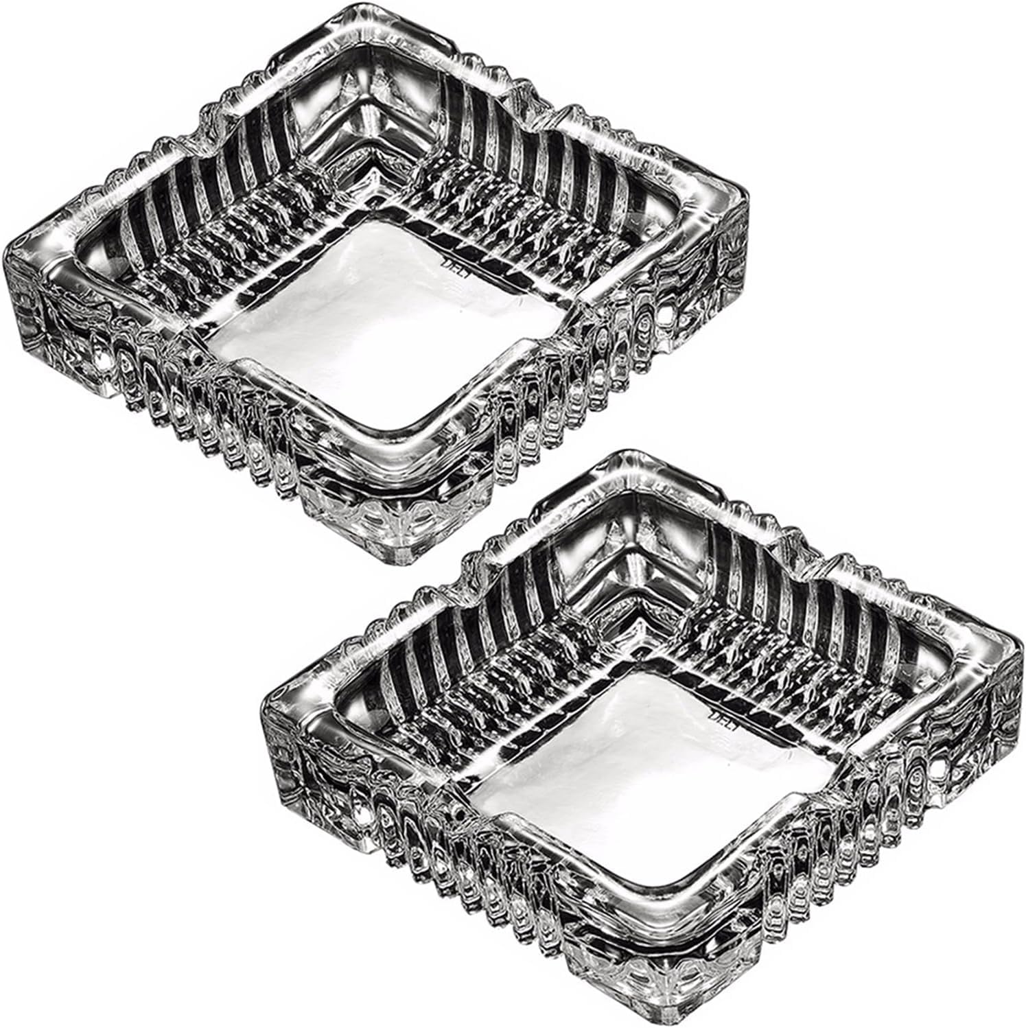 2 Pack Large Square Glass Ashtrays for Cigars and Cigarettes 7" Big Ashtray Outdoor for Patio Tabletop Decorative Ashtrays for Home Outside Indoor (2PC-Ashtray)