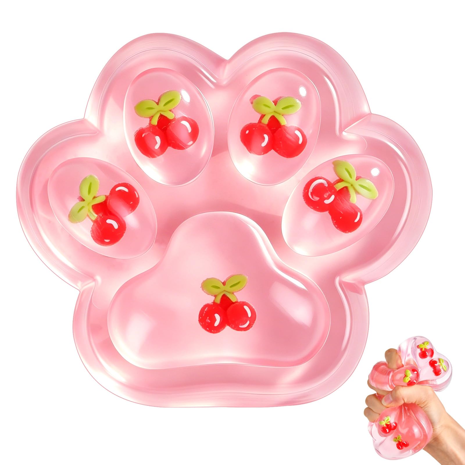 Giant Taba Squishy Paw Toys, Cute Cat Paw Squishy, Fufu Squishy Fidget Toys for Kids and Adults, Super Soft Big Strawberry Cat Paw Squeeze Toys for Stress Relief (Cherry Pink)
