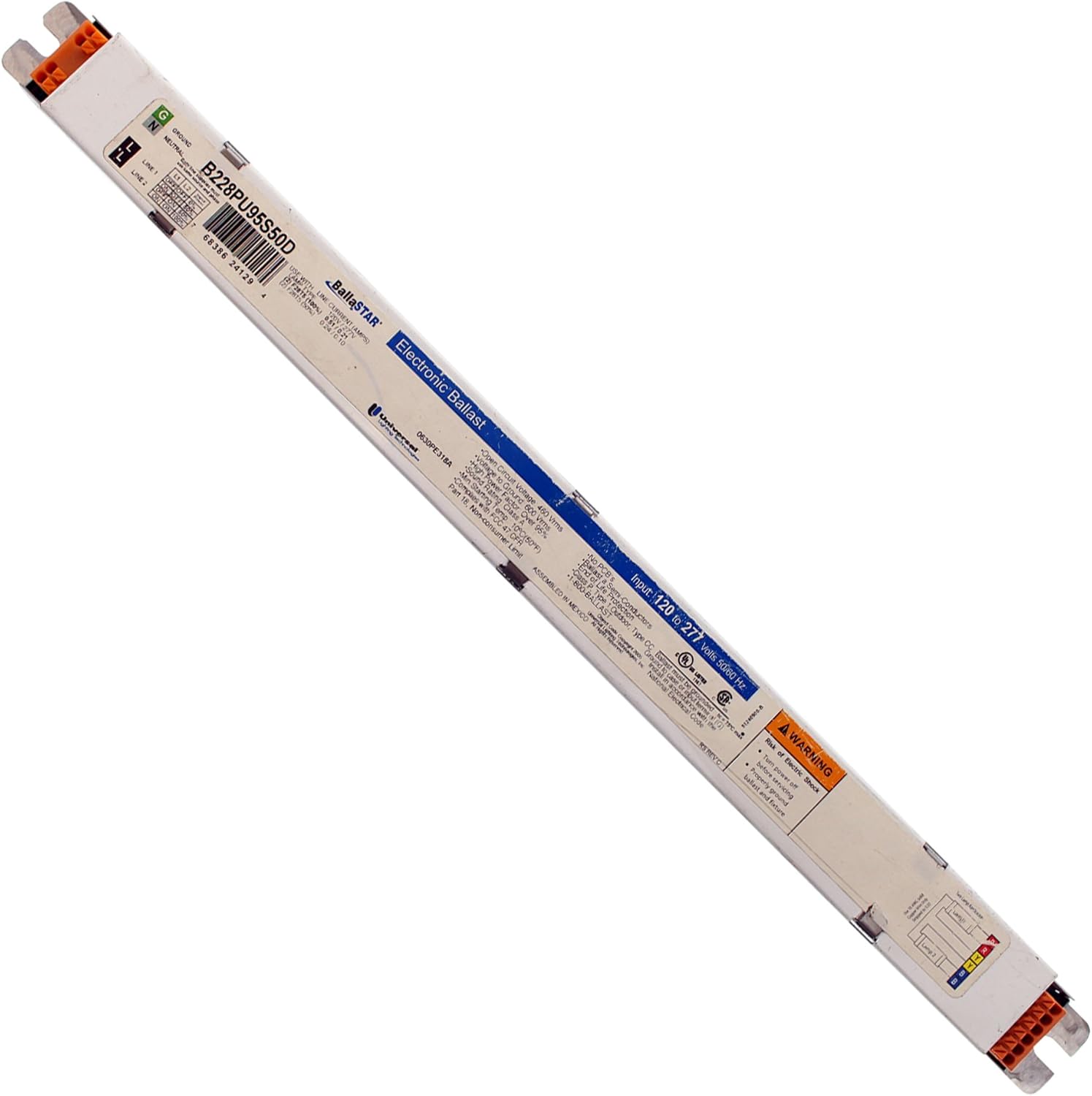 Universal B228PU95S50D Fluorescent Dimming Ballast, 2-Lamp, F28T5, 28W T5, 120/277V