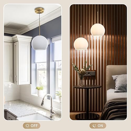 Miniatura 5 de Lámpara colgante moderna con forma de globo, lámpara de techo empotrada con globo de cristal de mediados de siglo, luces colgantes rústicas para