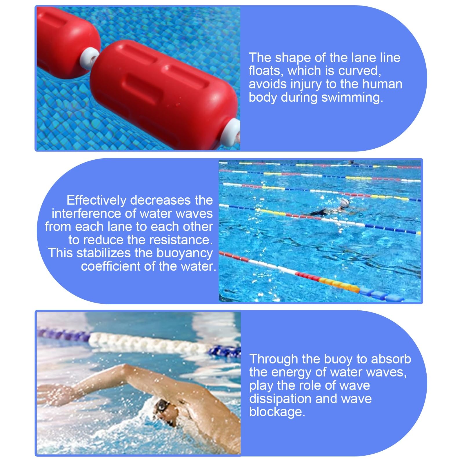 Flotteurs de sécurité professionnels pour piscines – Corde de séparation résistante aux UV pour piscines, marqueur de voie en fil d'acier/nylon durable, barrière de sécurité renforcée pour e