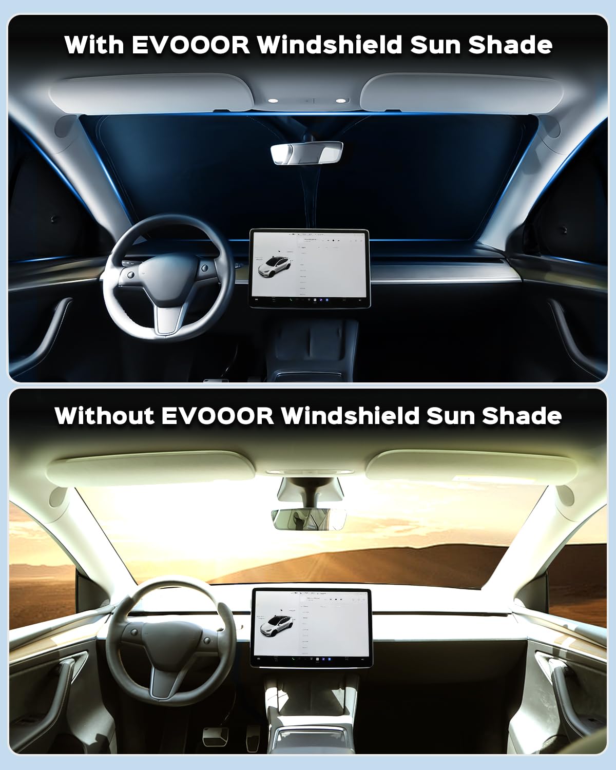 Pare-Soleil 8 pièces pour Tesla Model Y(2020-2024), Couverture de sphère privée pour Pare-Brise et Lunette arrière, Pare-Soleil, Accessoires isolés thermiquement Model Y