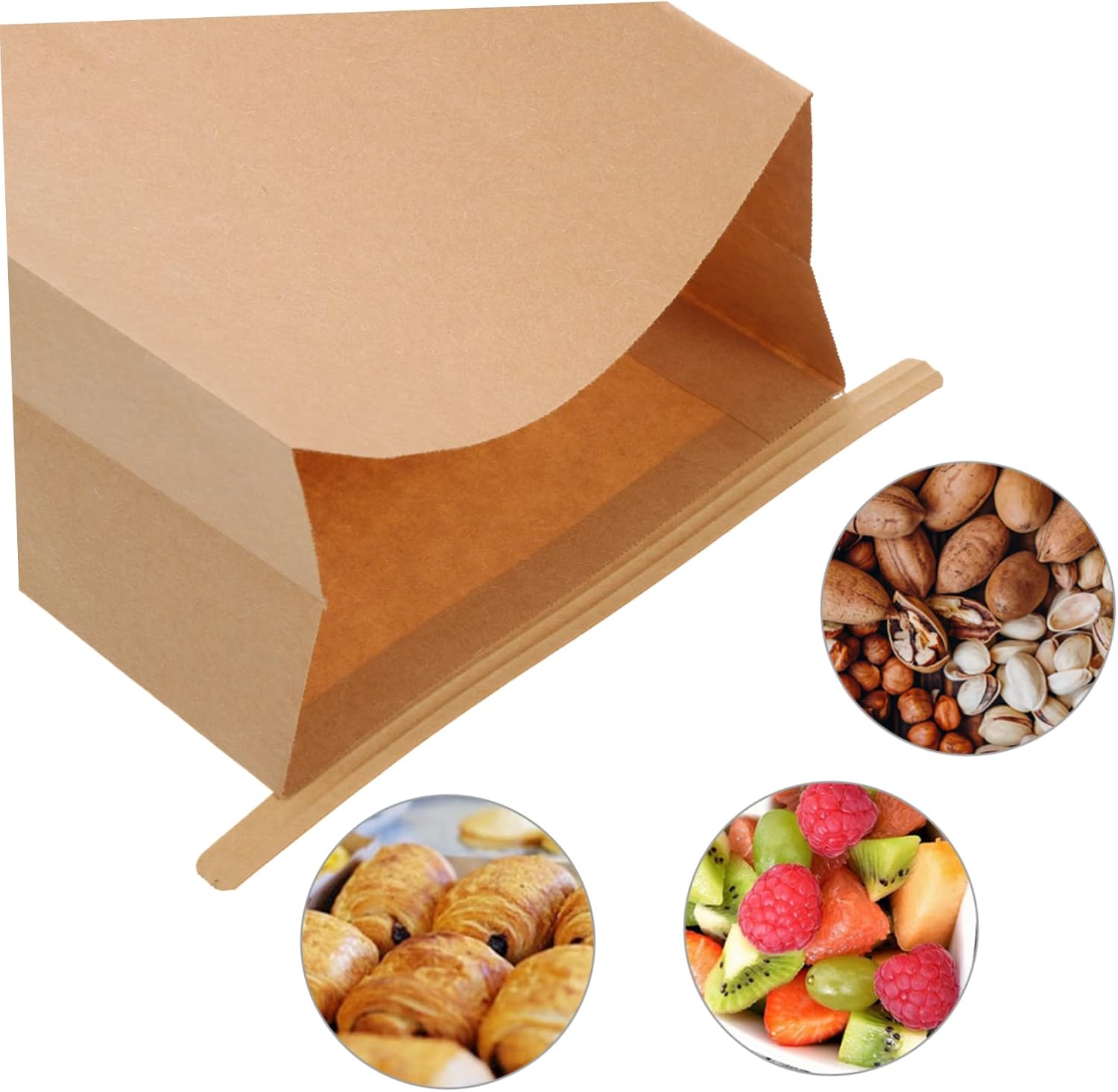 100pcs Resealable Kraft Paper Bakery Bags with Window Snack Treat Bags for Cookies Candy and Popcorn Grease-resistant Design for Home and Party Use