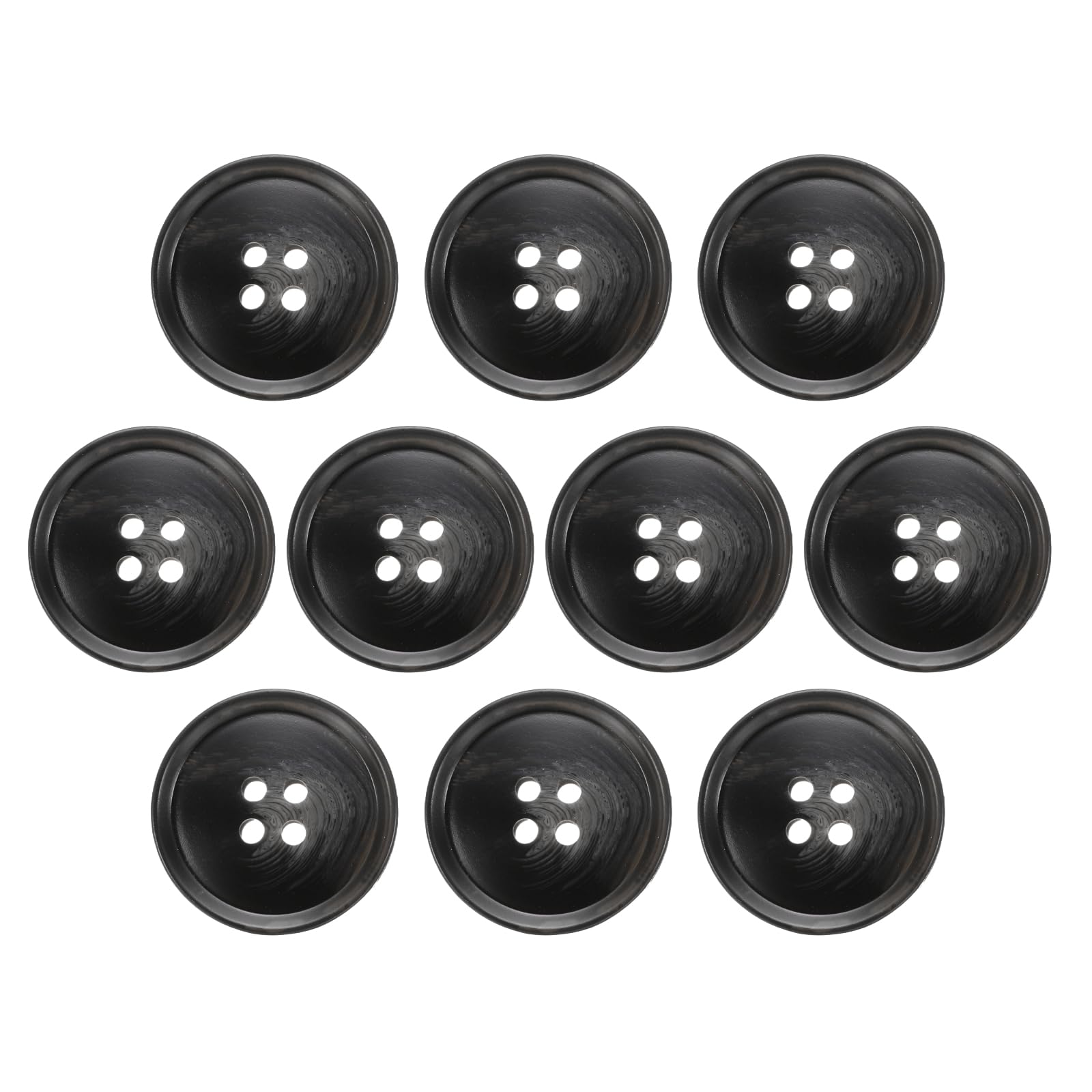 sourcing map 10pcs Resin Sewing Button, 23mm 7/8-Inch 4 Holes Round Pattern Flatback Buttons for Coat, Suits, Clothes Garment & DIY Crafts, 7#Black