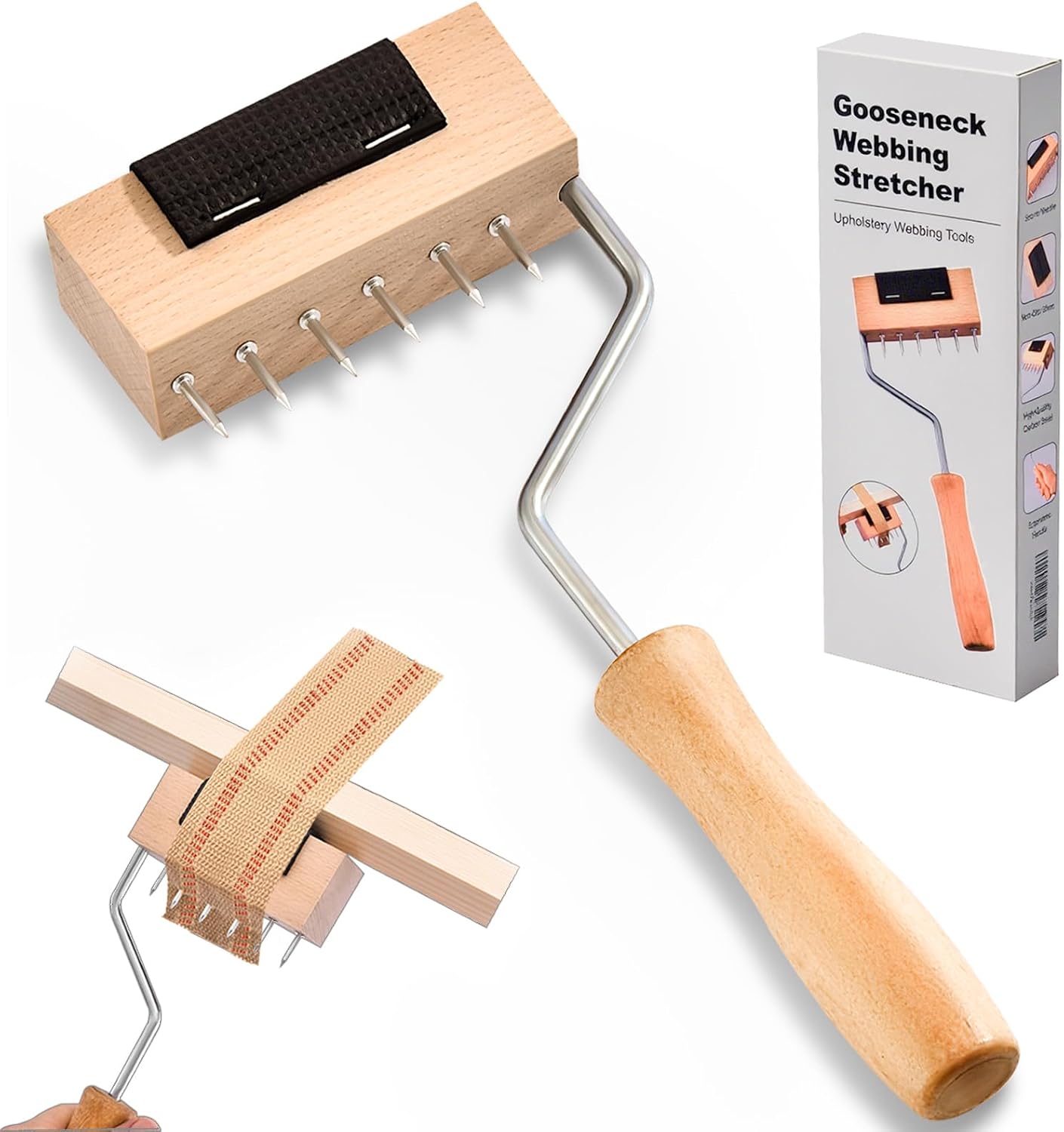 LinyAlmY Large Gooseneck Upholstery Webbing Tools and Supplies,Provides Ample Leverage and Strong Support for Craft Jute Webbing Tape.