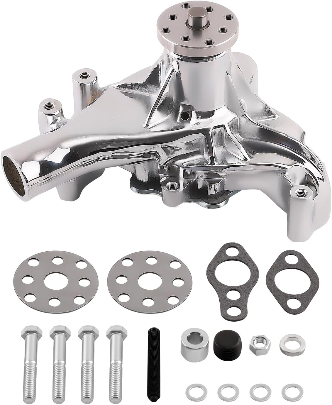 maXpeedingrods High Volume Flow Chrome Aluminum Long Water Pump for Chevy Small Block 283 305 327 350 400 1969-1987, for Light Duty Trucks 1973-1989