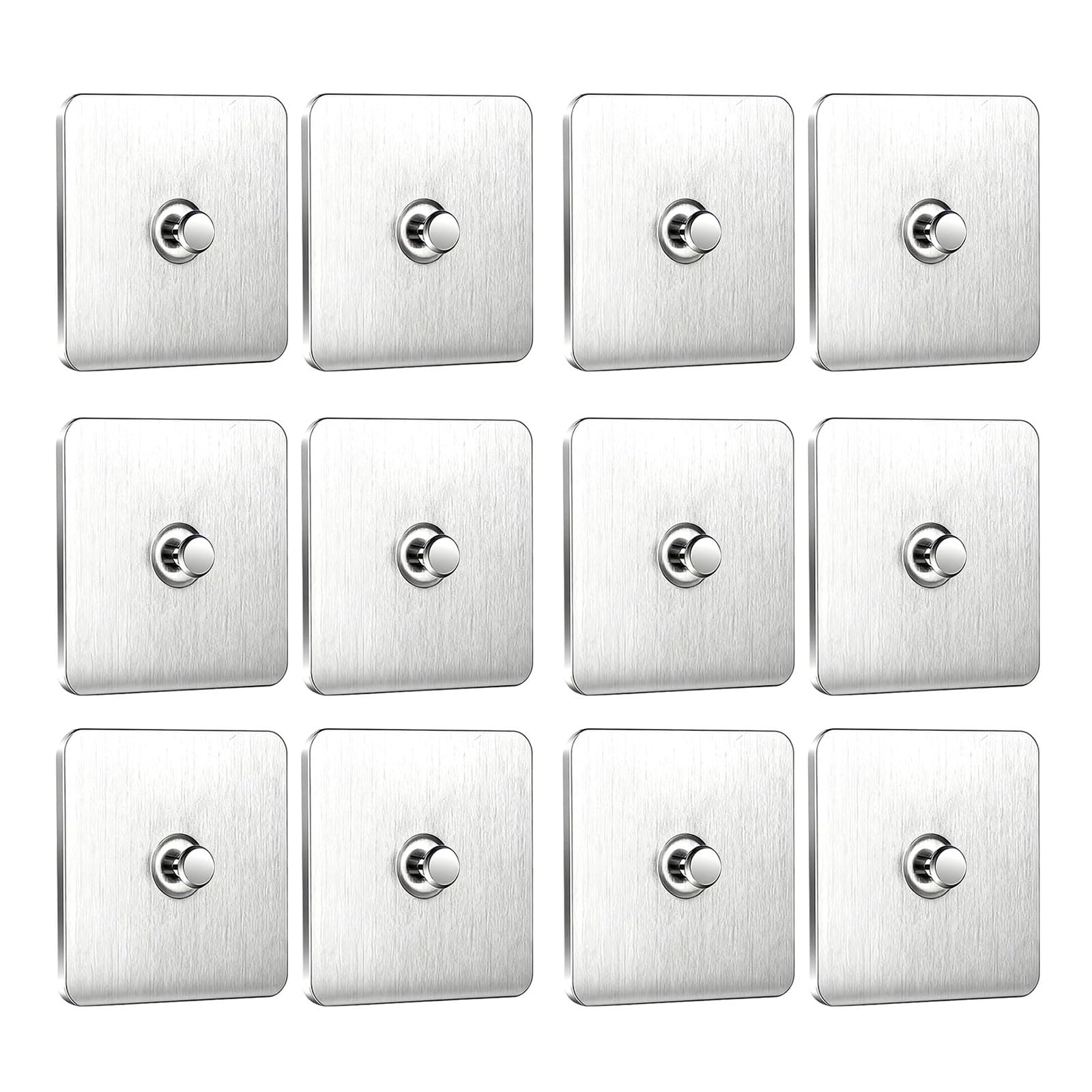 Limtula 12Pcs Stainless Steel Wall Hook with Strong Adhesive for Heavy Items Strong Adhesive Fasteners