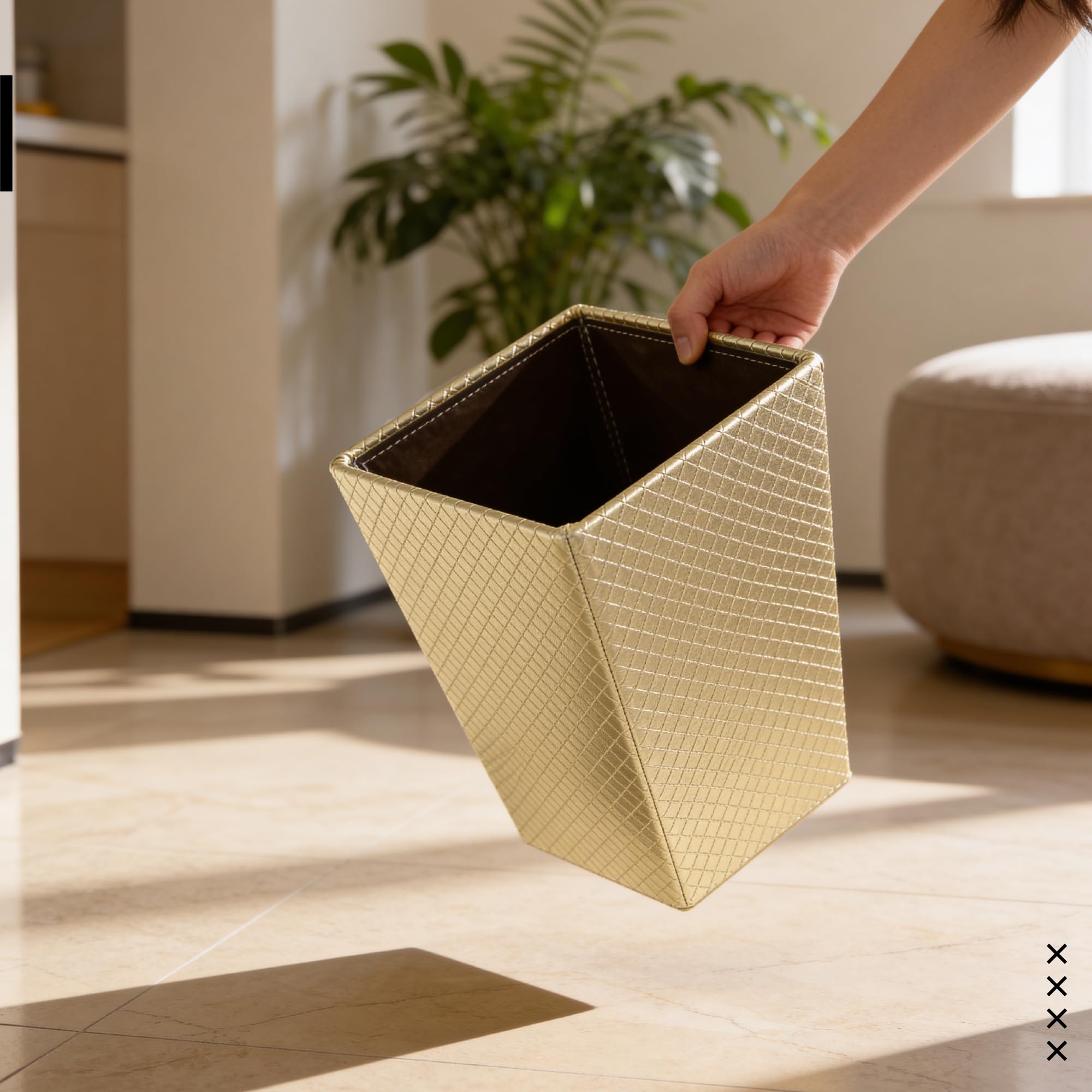Encasa XO Leather Dustbin - Elegant Waste Bin -5