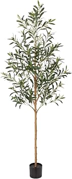 FLOWORLD 6FT Olive Trees Artificial Indoor, Tall Fake Olive Tree 72in with Realistic Leaves and Olives, Sturdy Weighted Base,Large Faux Plants for Home Office, Living Room, Outdoor