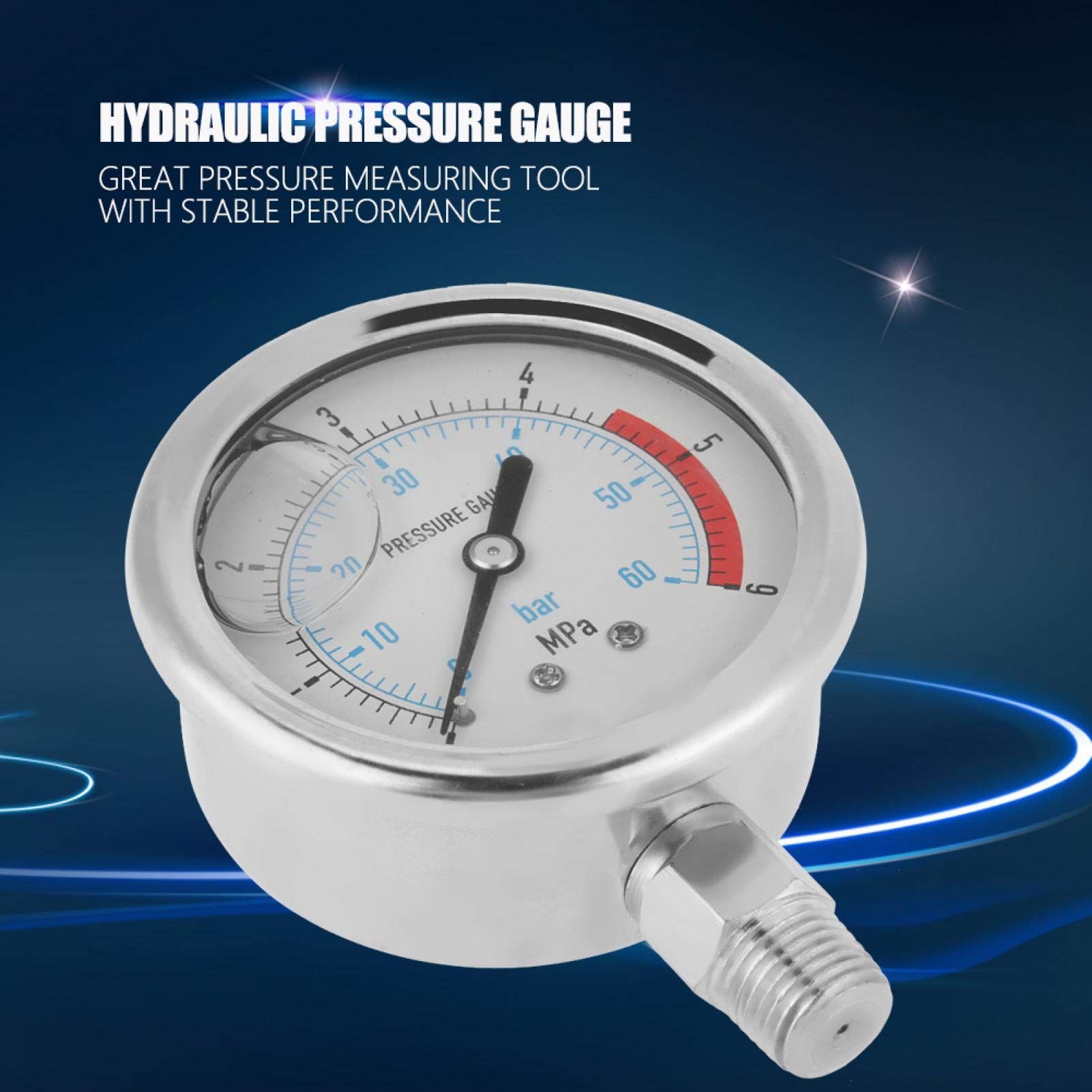 Manometro per Pressione dell'Aria, manometro per Pressione idraulica, 0-60 Bar 0-6 MPa 1/4" NPT 60 mm quadrante manometro per Pressione dell'Acqua idraulica