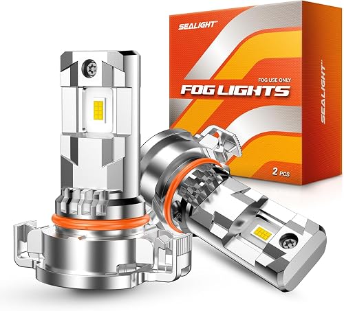 SEALIGHT 2504 LED Fog Light Bulbs, 17000LM 800% Brightness 5202/PS24W/2504/PSX24W Fog Lights LED Bulb for Car, 6500K White Light, 1:1 Size, Pack of 2