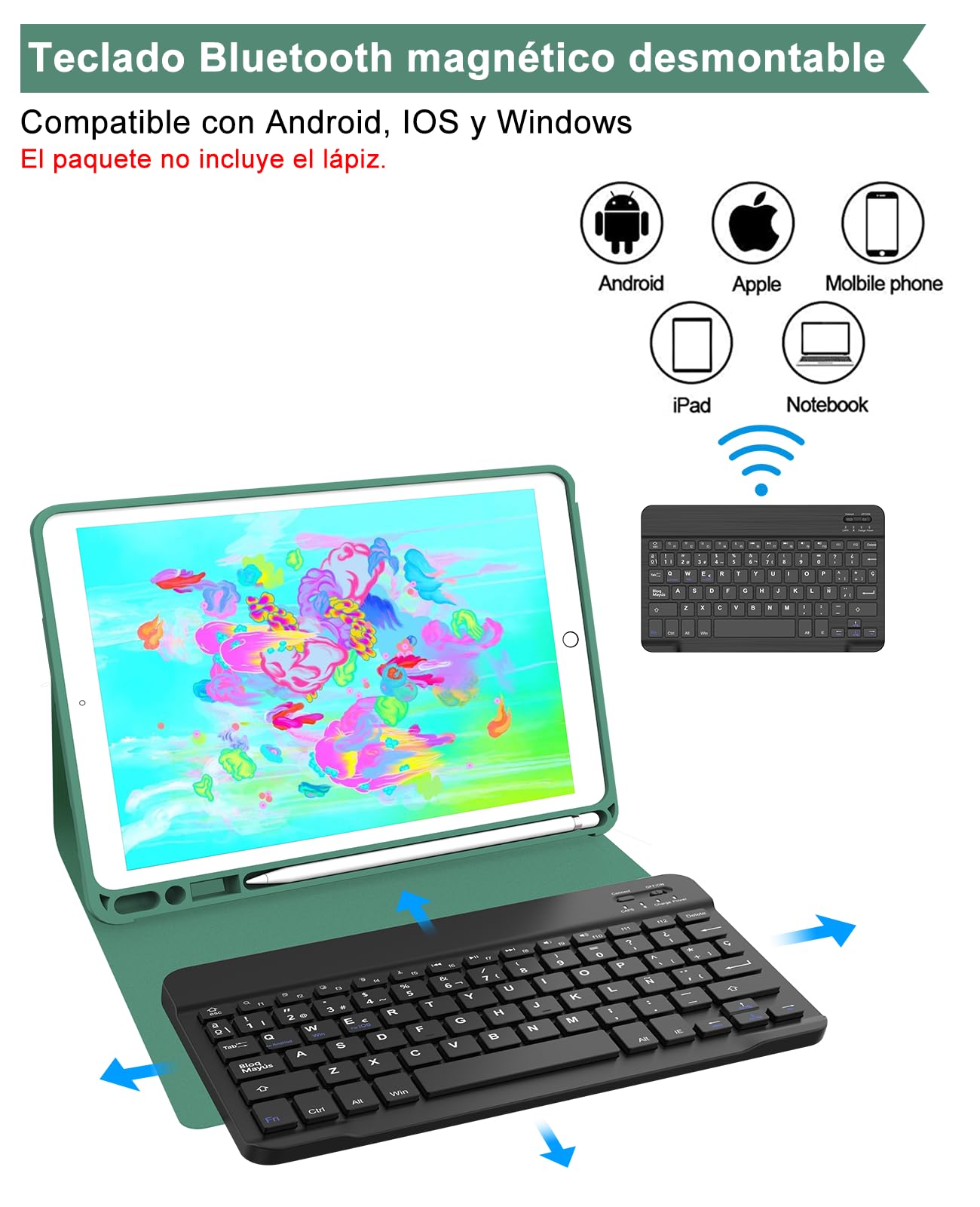 Landas 5 in 1 Model USB Wireless Bluetooth Keyboard For iPad Air 1 Case Cover St Landas 5 in 1 Model USB Wireless Bluetooth Keyboard For iPad Air 1 Case Cover St