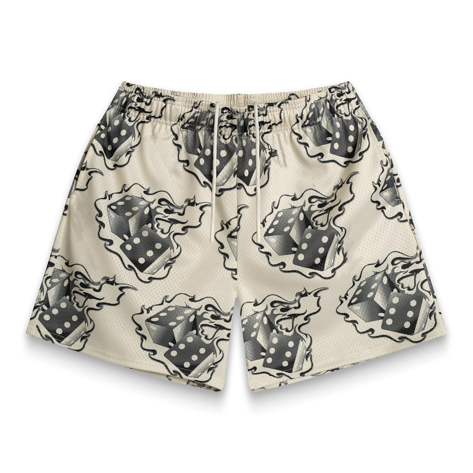 BOOMLEMON Men's Basketball Shorts Casual Workout Athletic Shorts Mesh Flame Graphic Print Running Short Pants