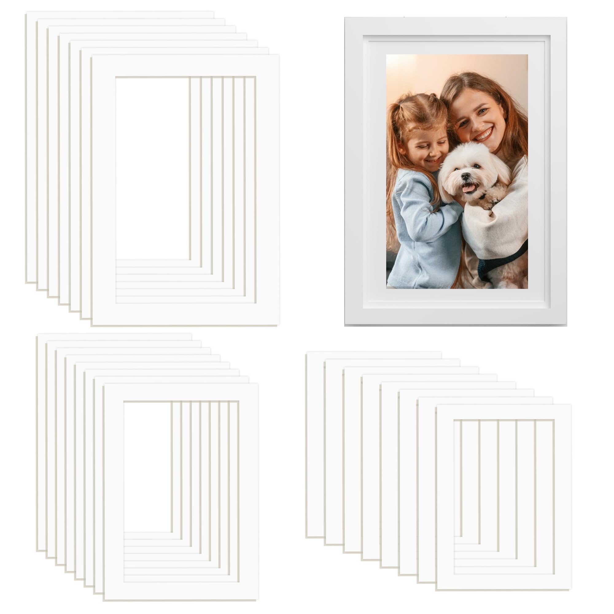 17-tlg. Passepartout Set - Weiße Bildermatten Für Fotos 10x15cm & Mehr