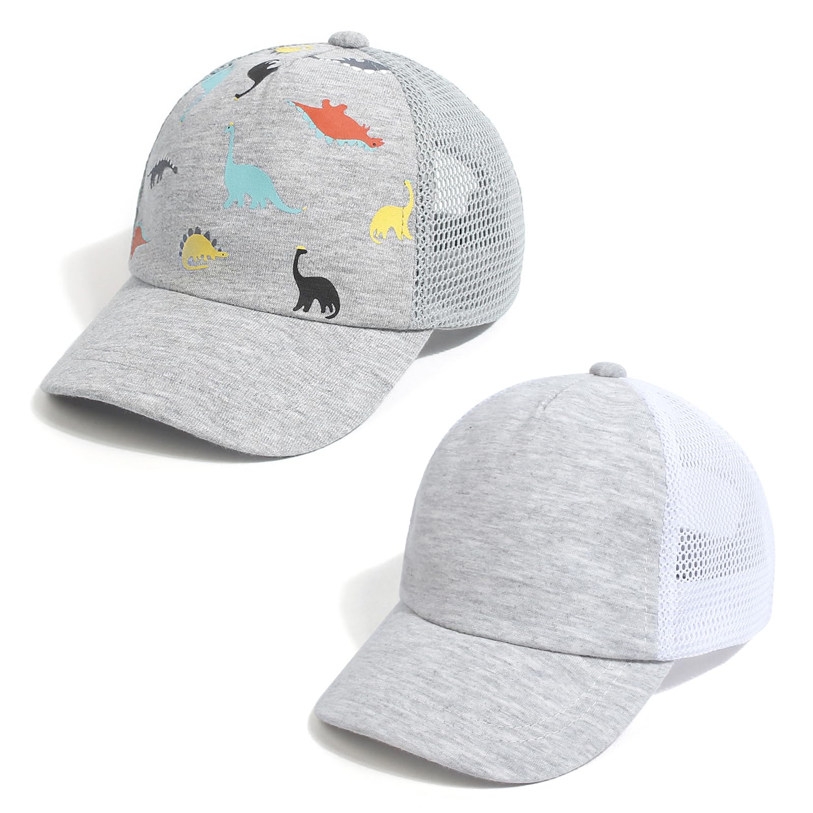 Duoyeree Toddler Baseball Hat, Dinosaur Mesh Adjustable for 0-8T Kids