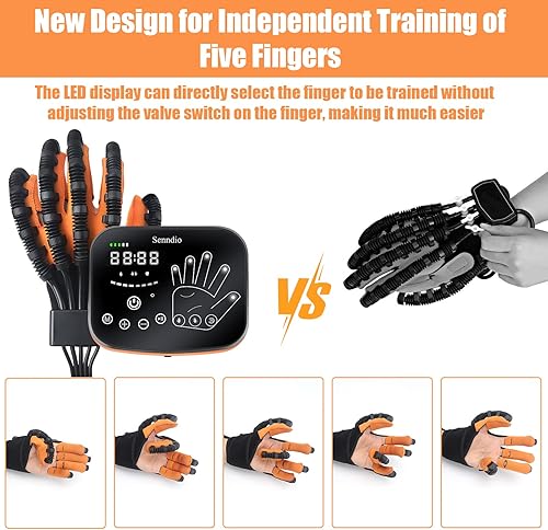 Miniatura 3 de Senndio Guante robot de rehabilitación, equipo de recuperación de hemiplejia con carga USB y ajuste de fuerza, equipo de recuperación de ejercicio