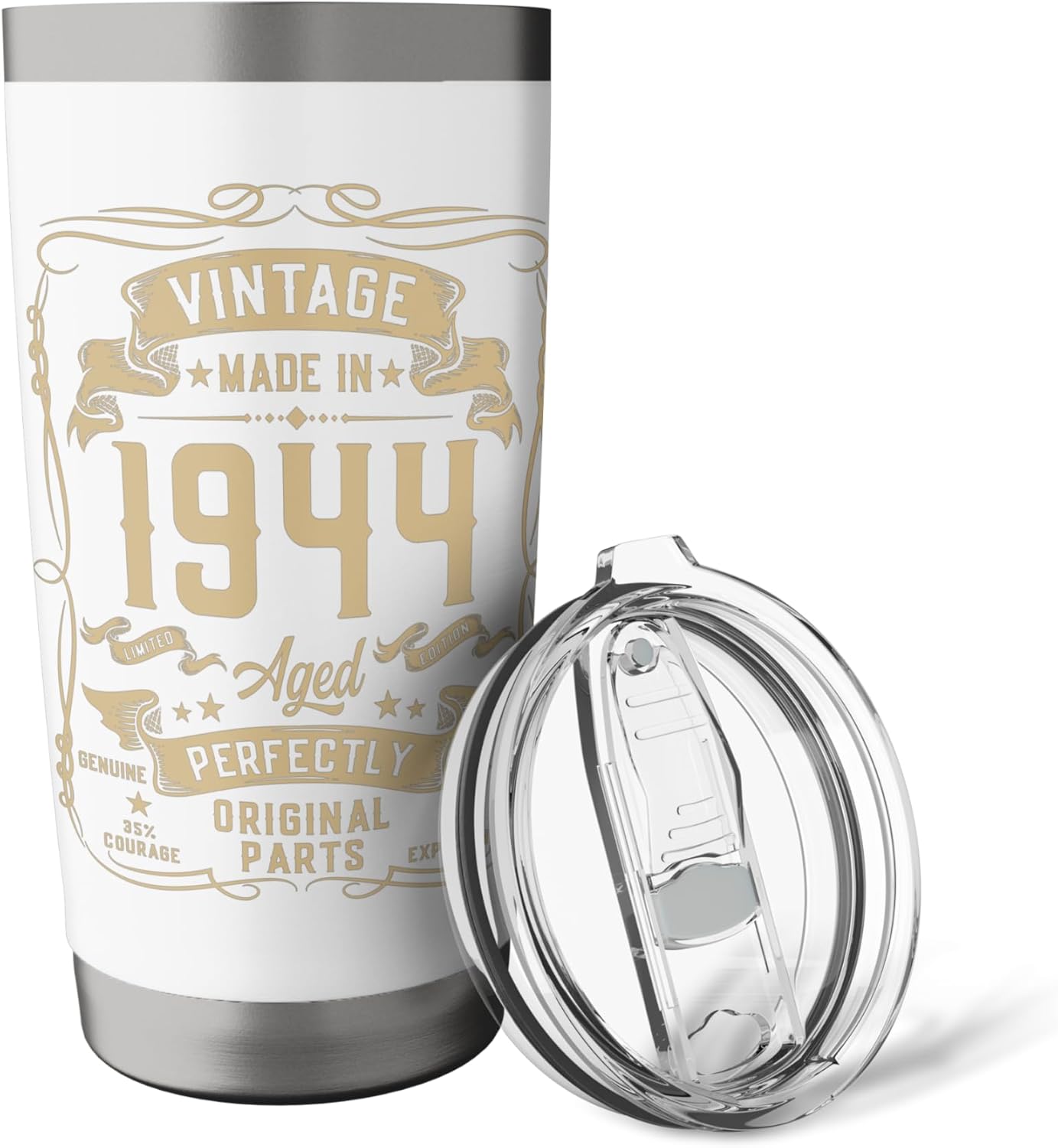 Vintage 1944 82yr 82nd Birthday Gifts for Men 82 Years Old Stainless Steel Insulated Tumbler - Image 5