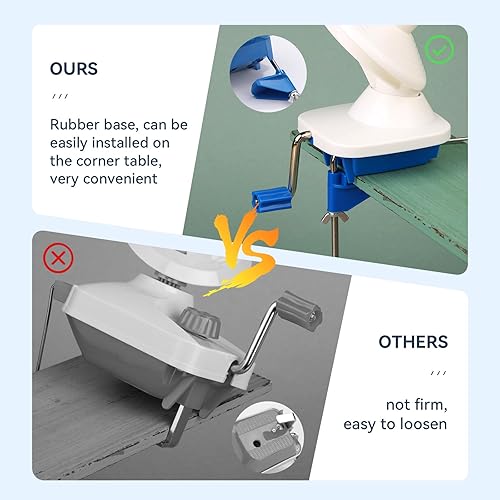 Miniatura 4 de Enrollador de hilo, enrollador de bolas de hilo para ganchillo con 40 marcadores de puntada, mango de metal y abrazadera de mesa, capacidad de 4