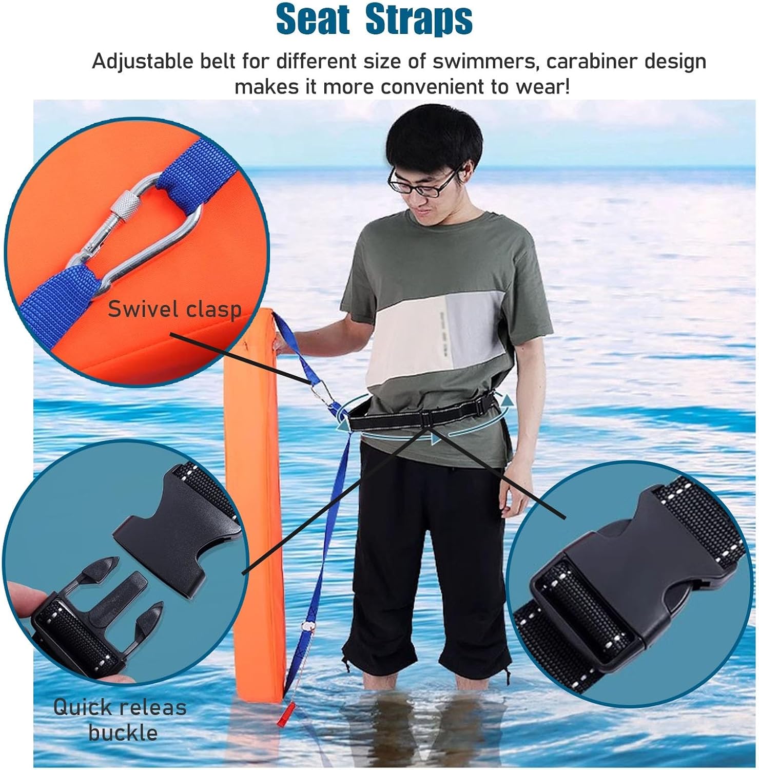 Water Floating Buoy for Drowning Swimmers, Lifeguard Rescue Buoy with Whistle & Adjustable Waist Belt, 100 123 cm Responder Life-saving Tube for Open Water(Orange,LxWxH 100x15x10cm/39.4x5.9x3.9in)